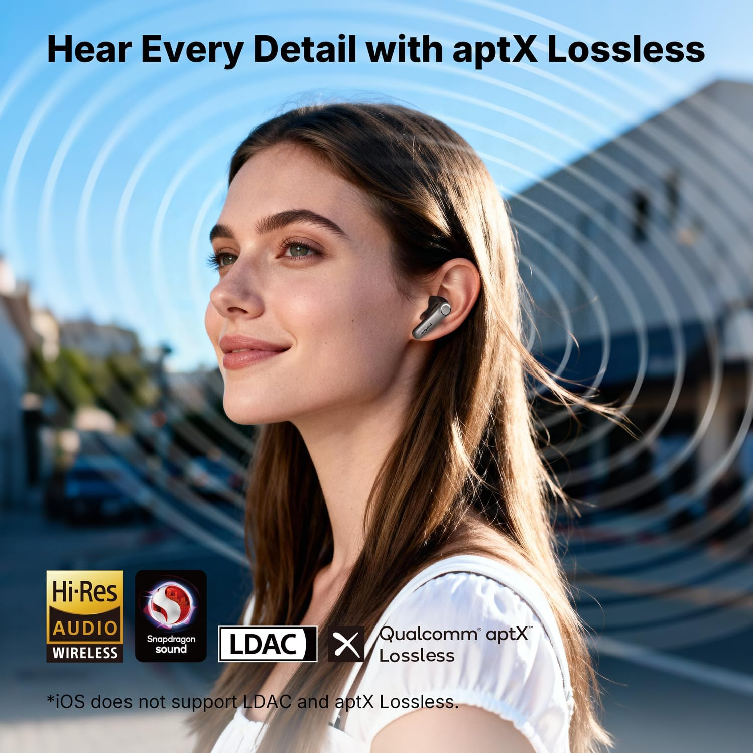 [2025 VGP Winner] Earfun Air Pro 4+ Adaptive Hybrid Noise Cancelling Wireless Earbuds Bluetooth 6.0,Qualcomm Snapdragon Sound, Aptx Lossless,Ldac Hi-Res Audio, 6 Mics AI CVC Call,54H Playtime, Black - White image number 7