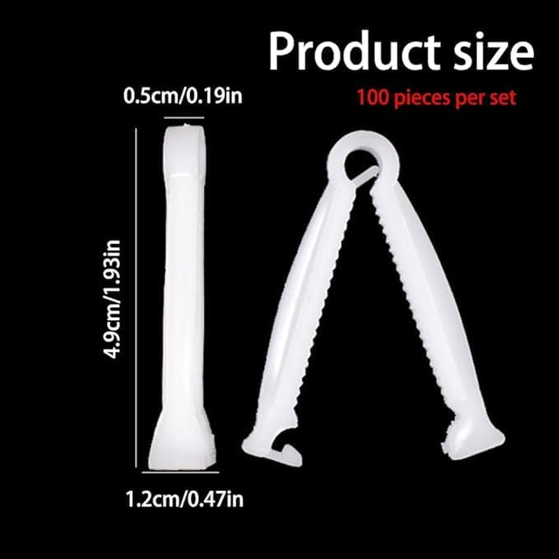 Crovakeu 100 Pcs Umbilical Cord Clamps for Newborn Animals,White PP Plastic Puppy and Kitten Birth Clips, Livestock Whelping Clamps, Veterinary Obstetrical Tool Kit for Piglets, Lambs,Cats