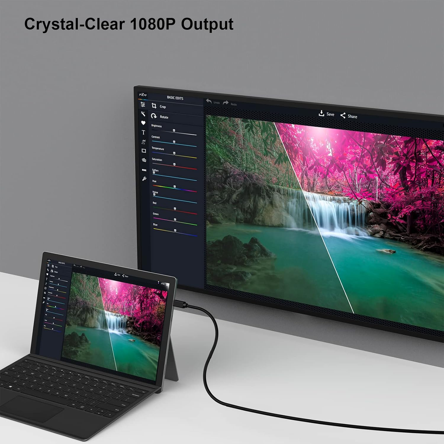 Mini Displayport to HDMI Cable, Benfei Mini DP to HDMI 6 Feet Cable (Thunderbolt Compatible) with Macbook Air/Pro, Surface Pro/Dock, Monitor, Projector image number 2