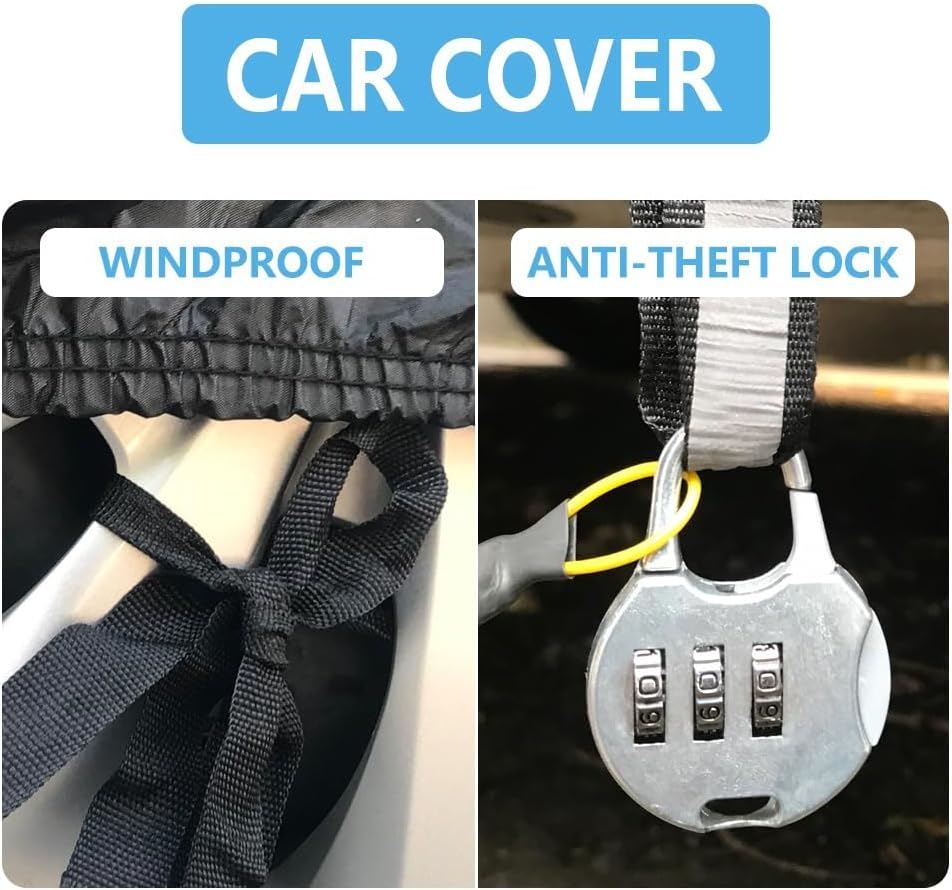 Car Cover for Toyota GT86/GR86, Universal Car Top Cover, for Outdoor Indoor Dustproof, with Side Zipper Reflective Strip(Black,Gt86 2017)