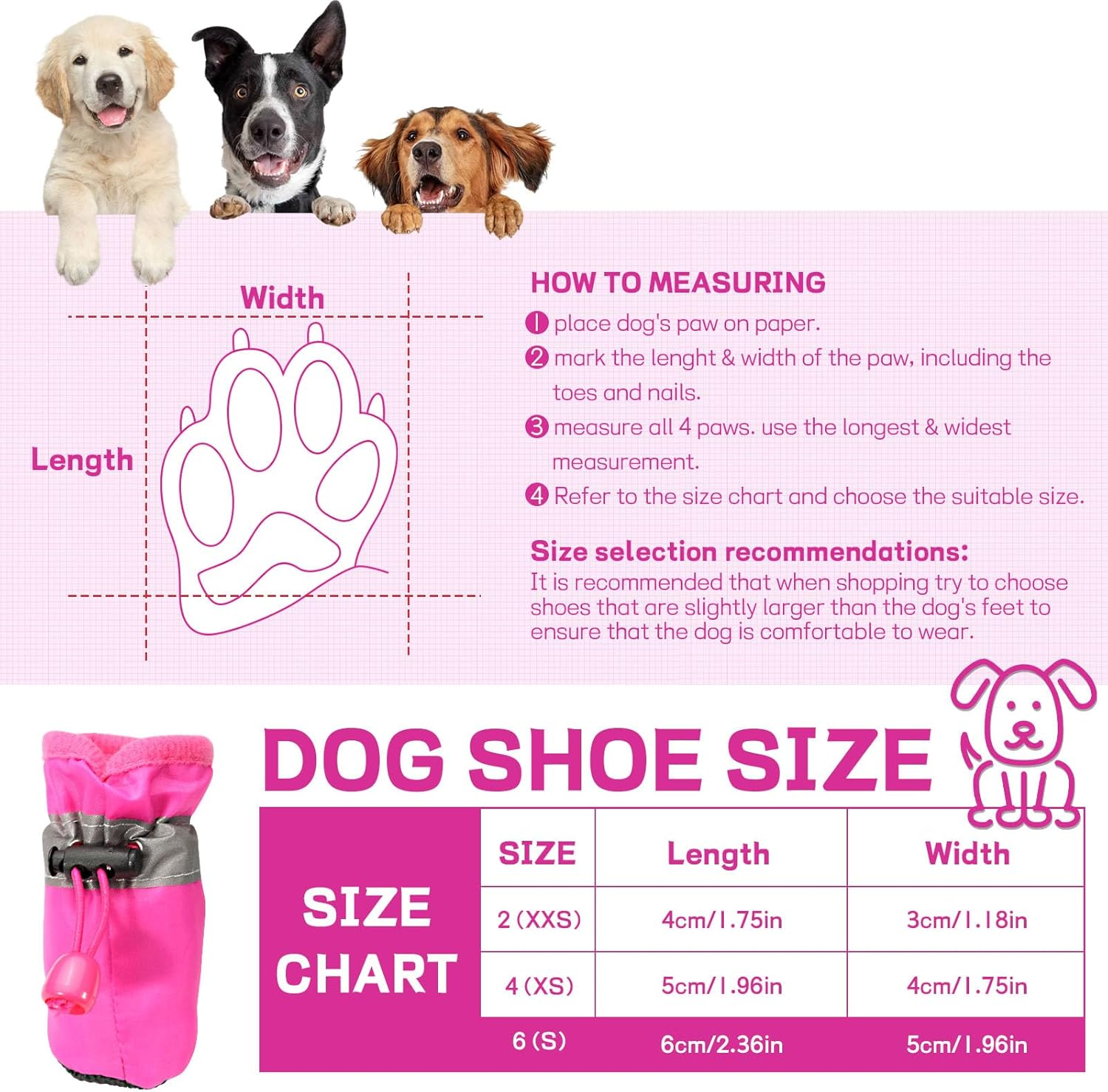 Shoes for Small Dogs, Dog Shoes for Hot Pavement with Reflective Straps, Waterproof Dog Boots for Small Dogs (Pink, S) image number 1