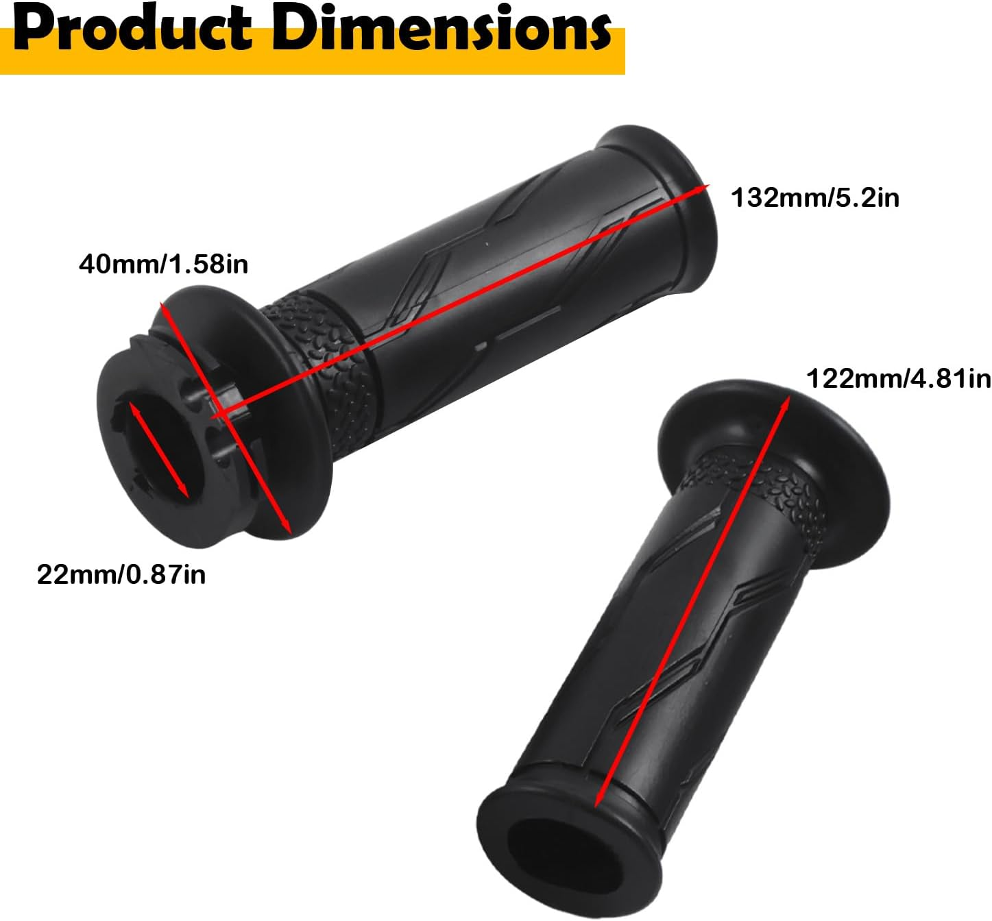 2C0-26240-00-00 2-Pack Throttle Tube Grip Assembly Compatible with Yamaha YZF-R6 2006-2020, YZF-R1 2015-2019, YZF-R1M 2015-2018, YZF-R1S 2016-2018 &ndash; Non-Slip Rubber & Plastic Handlebar Grip image number 3