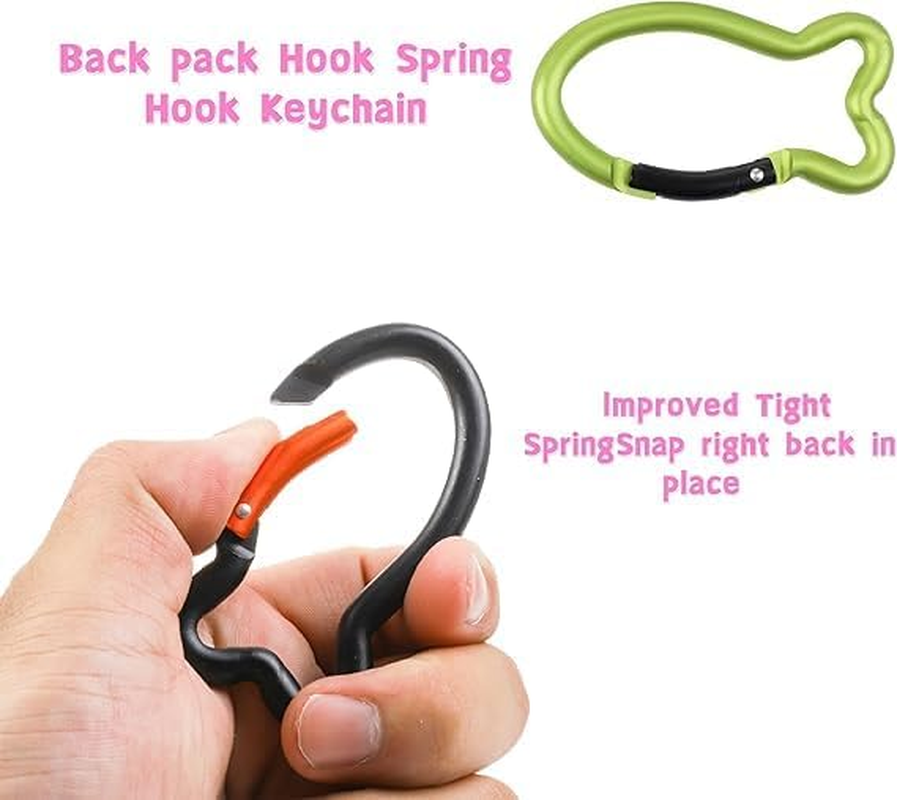 Fish Bone Shape Keychain Clips Mini Carabiner - 8 Cm Aluminum Durable Quick Release Auto Locking Spring Loaded image number 3