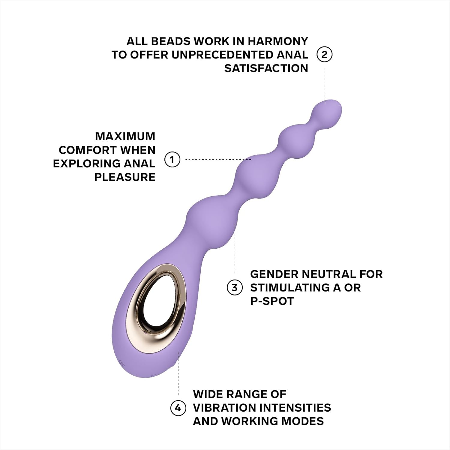 LELO SORAYA Beads Vibrating Anal Beads Massager with Bow-Motion Technology and 8 Vibrating Patterns, Adult Anal Toys, Violet Dusk - Violet Dusk image number 2