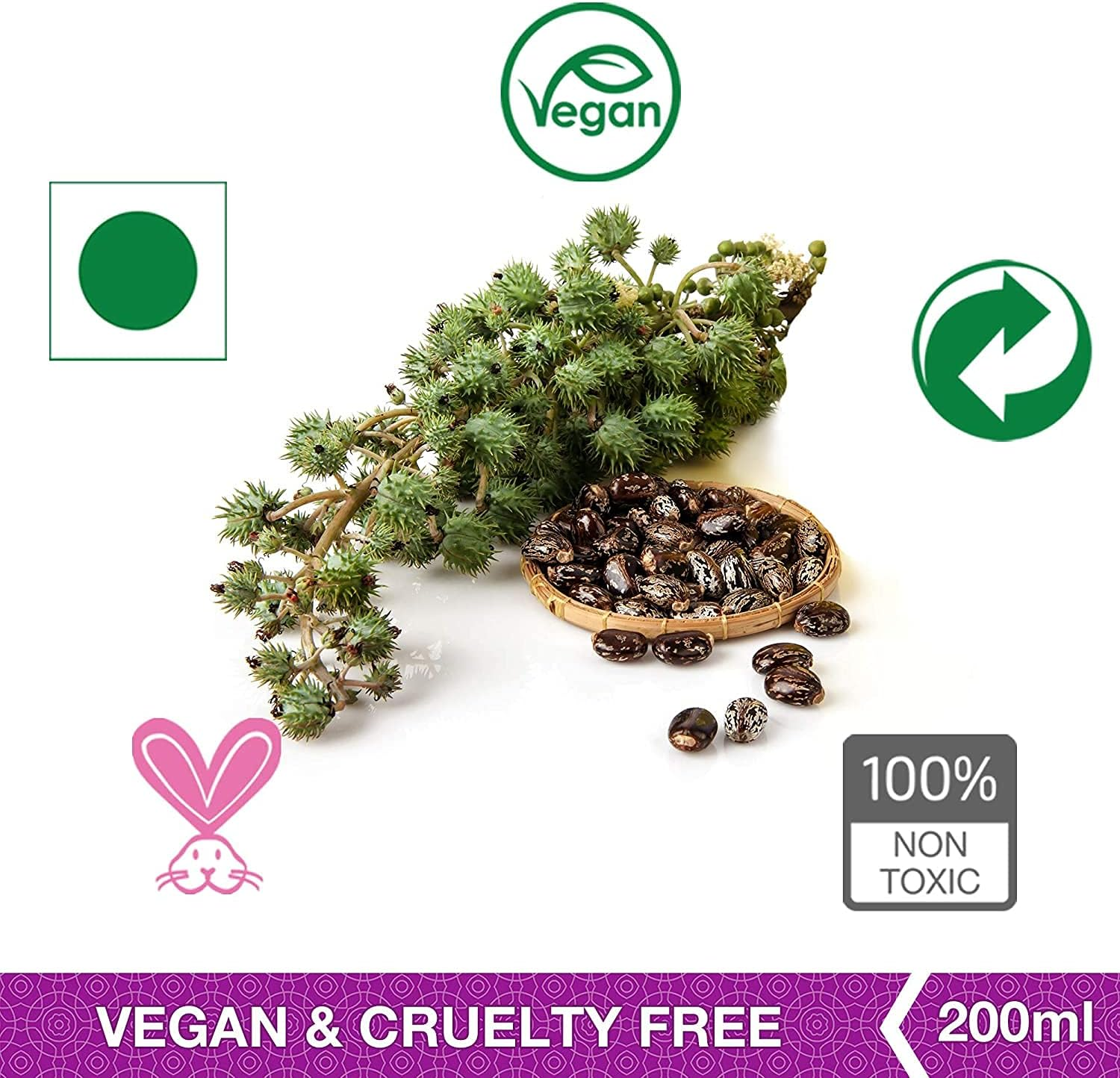 Omved Organic Castor Virgin Oil - Cold Pressed, 200 Ml image number 3