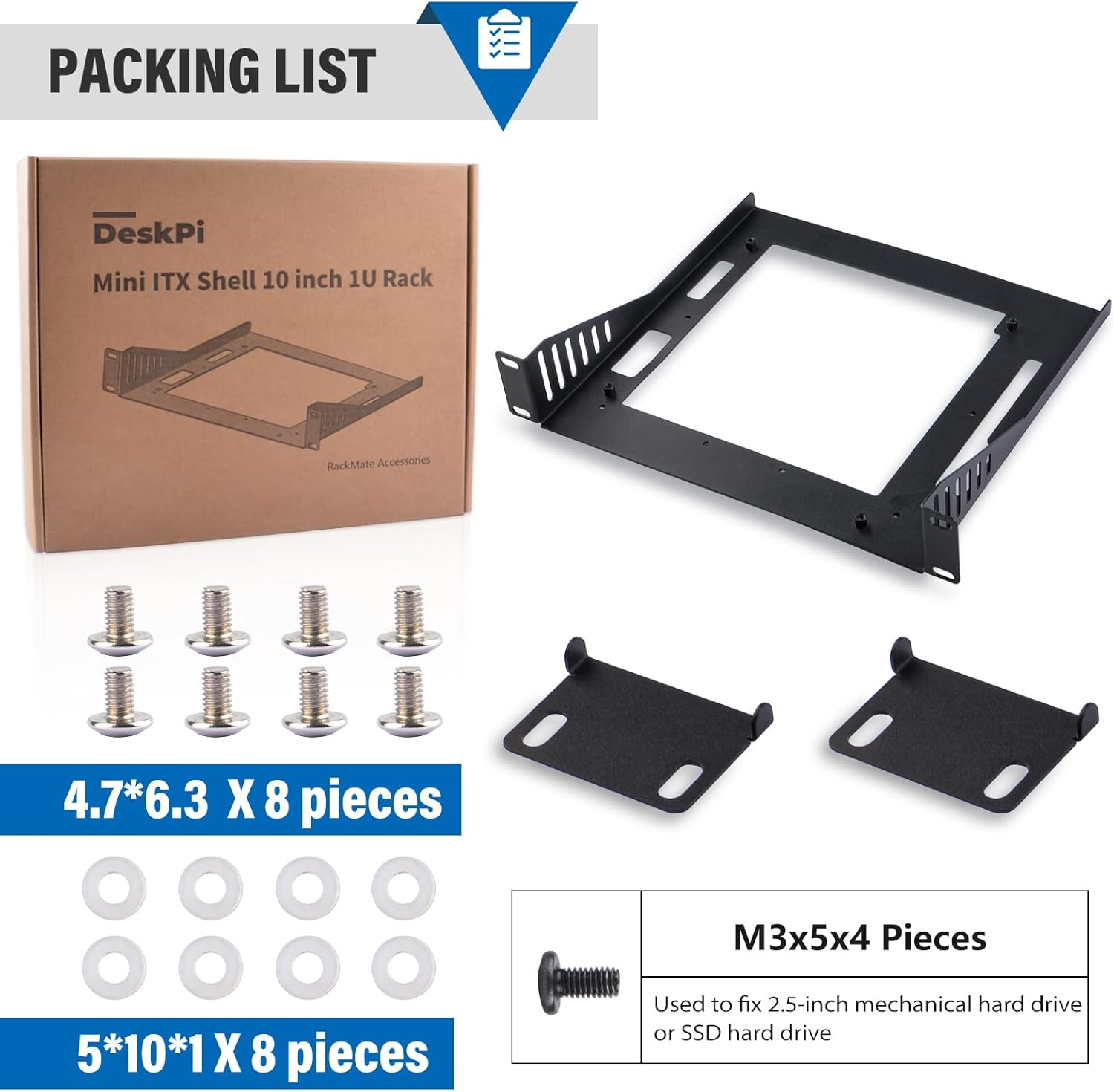 Geeekpi Deskpi Rackmate Accessories Mini ITX Shelf 10 Inch 1U Rack, Mini ITX Shelf for Rackmate T1/T0