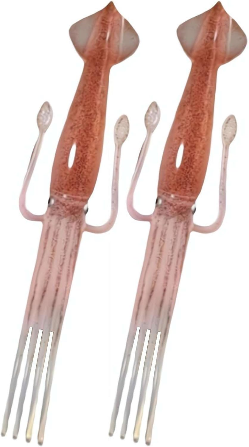 Squid Shape Noodle Fork, Cute Squid-Shaped Cooking Tools, Food Grade Plastic Portable Tableware for Picnics & Parties, Heat-Resistant Plastic Utensil for Ramen/Pasta/Salad (2 Pcs)