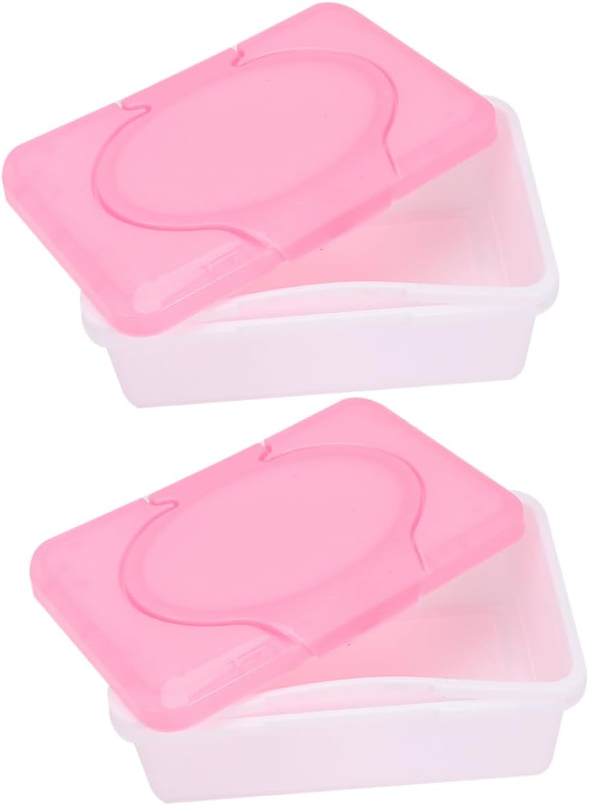 2Pcs Wet Tissue Boxes with Lid Reusable Wet Wipes Container for Home and Rooms Prevents Drying Sturdy Design image number 4