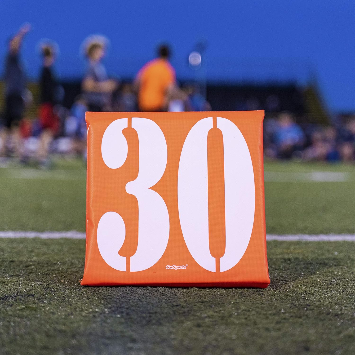 Gosports Football Field Yard Line Markers - Set of 11, High Visibility Weighted Yardage Markers with Portable Carrying Case, Orange image number 2