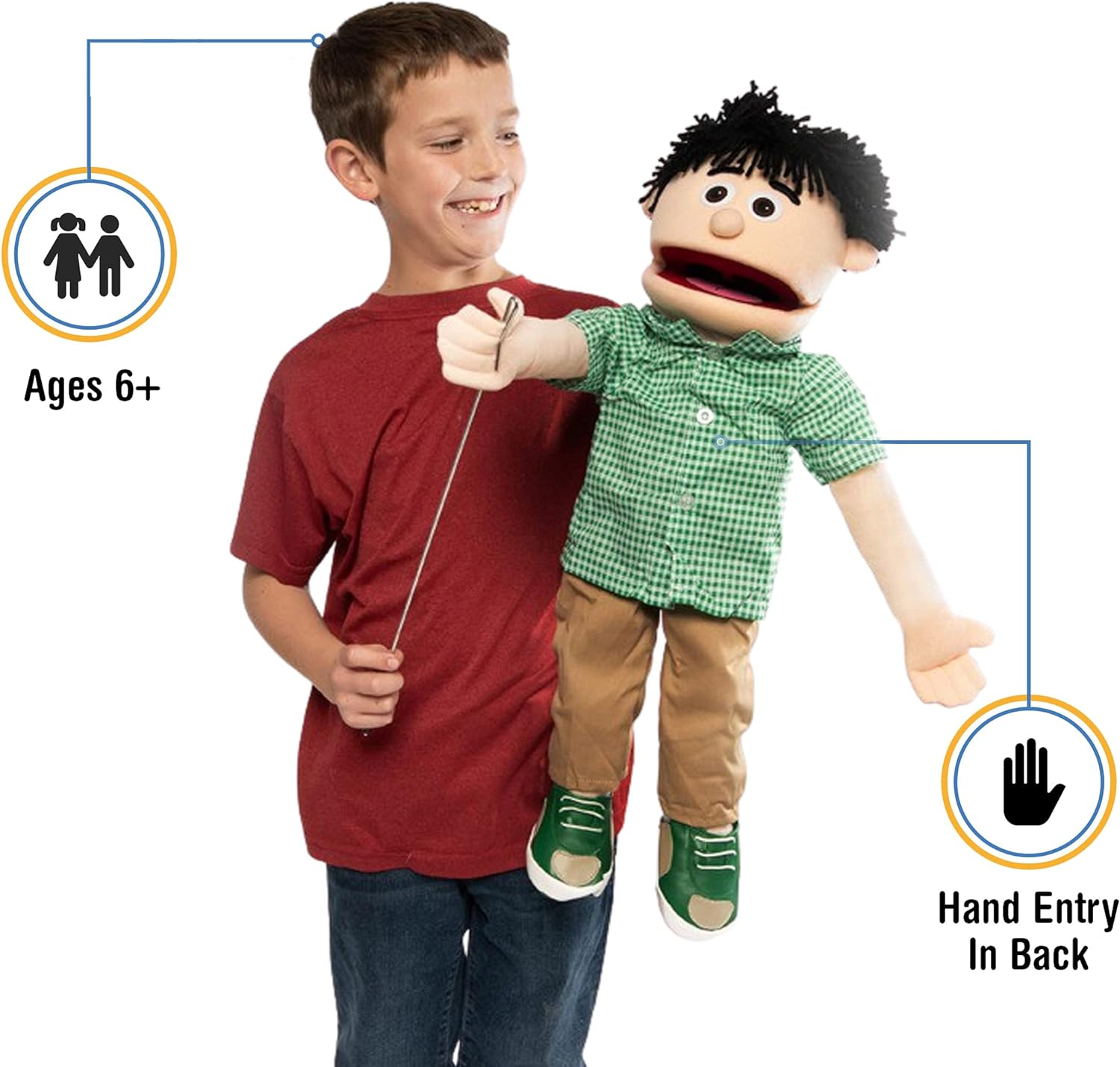 60Cm Kenny, Peach Boy, Full Body, Ventriloquist Style Puppet image number 3