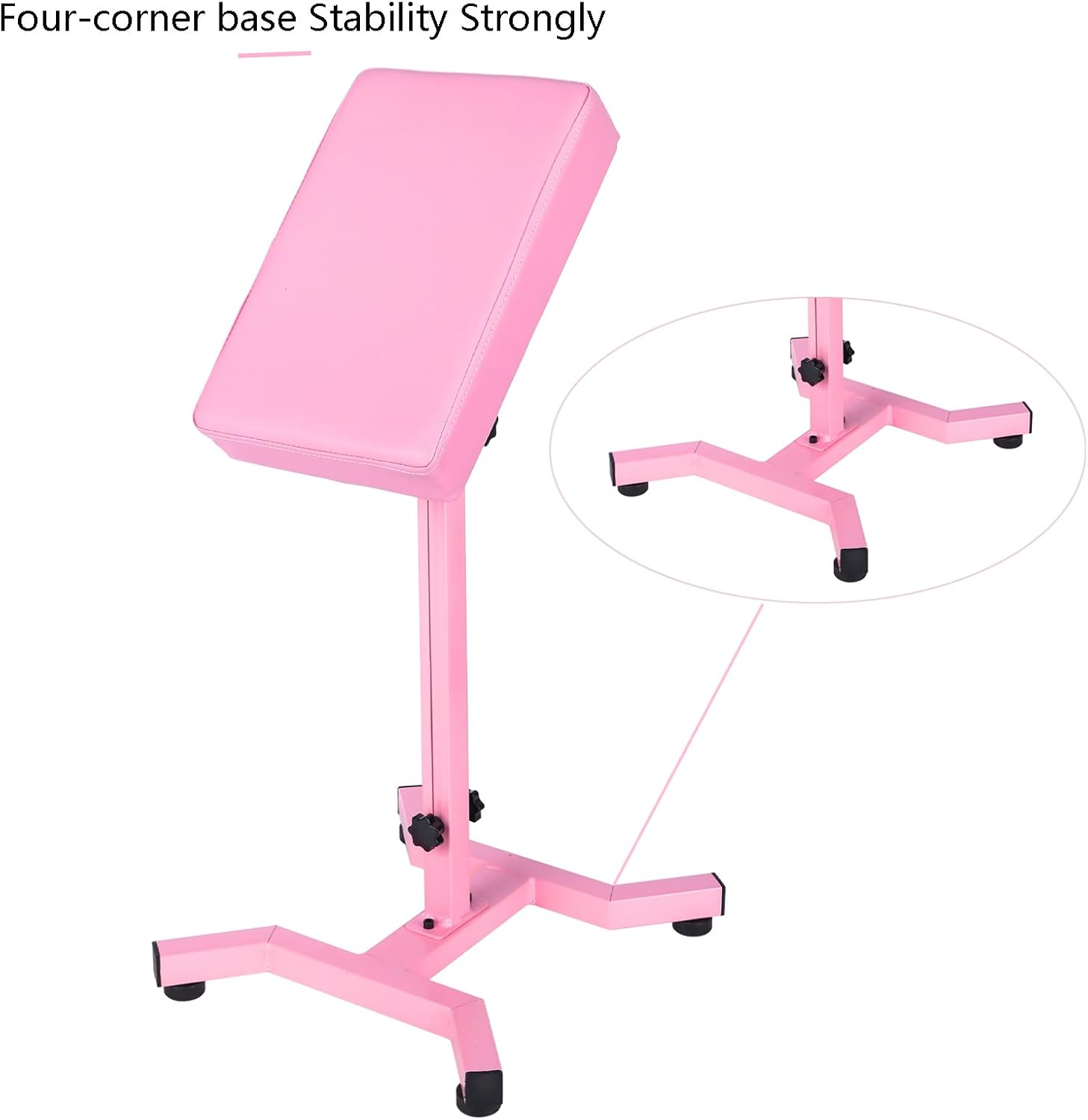 HUOXOU Pink Tattoo Arm Rest, Arm Rest Tattoo, Arm Rest for Tattooing, Tattoo Arm Rest Stand, Tattoo Armrest, Four-Corner Base Stability Strongly, Adjustable Height, Thicken Soft Sponge Pad image number 3