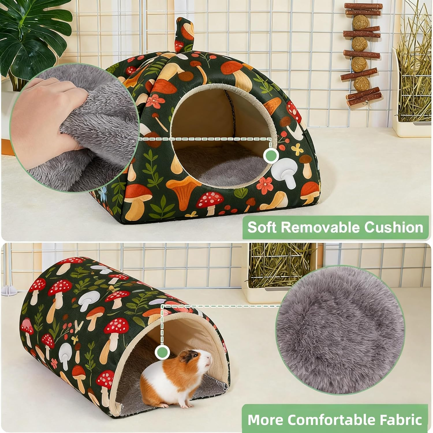 Guinea Pig House & Tunnel Set, Cuddly House, Toy and Accessories for Rabbits, Guinea Pigs, Ferrets, Hamsters and Other Small Animals image number 4