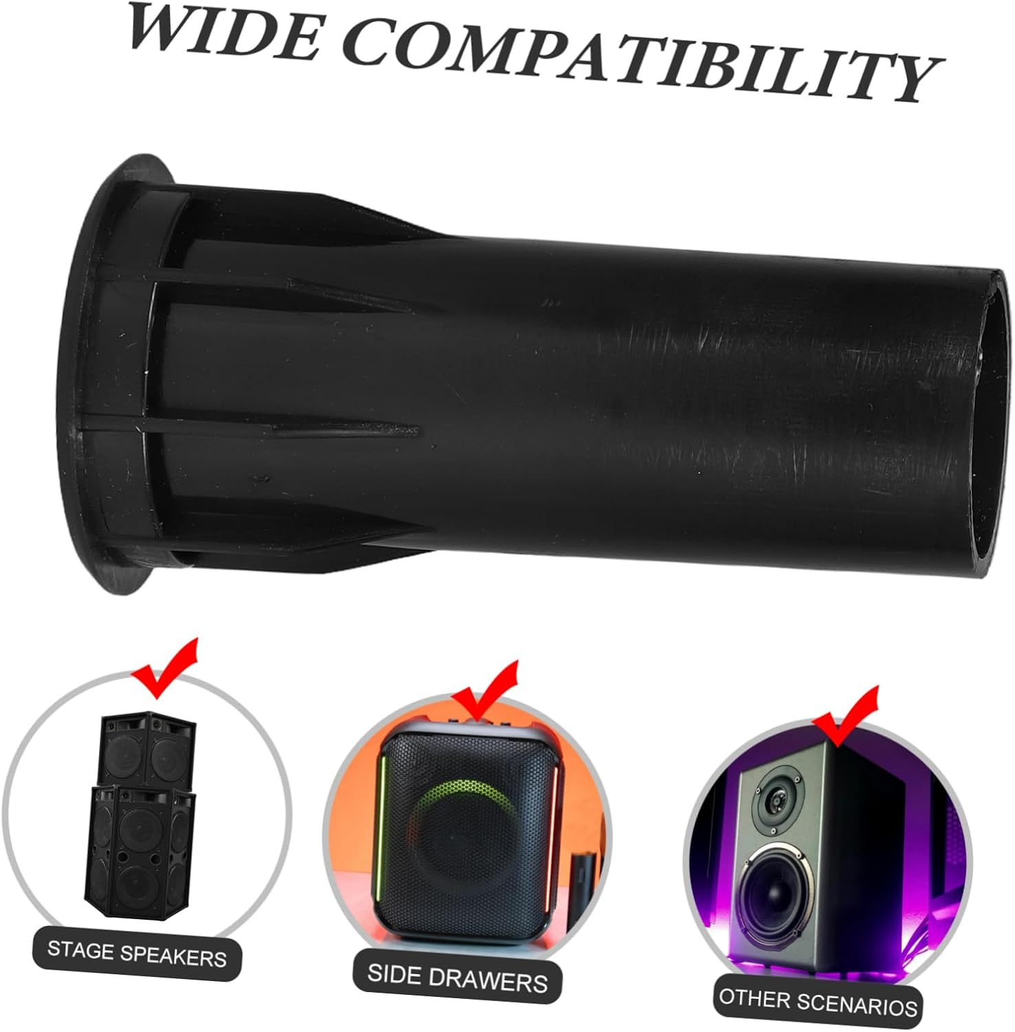 HOMOBABE 8Pcs Plastic Speaker Port Tubes Subwoofer Bass Enhancement Port for Home Theater Black image number 2