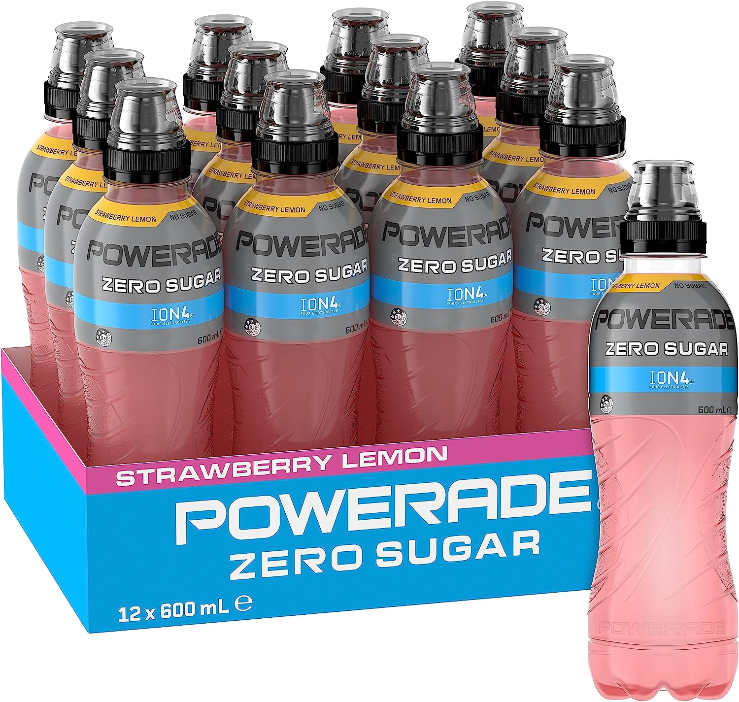 Powerade Zero Strawberry Lemon Multipack Sipper Cap Bottles 12 X 600Ml image number 3