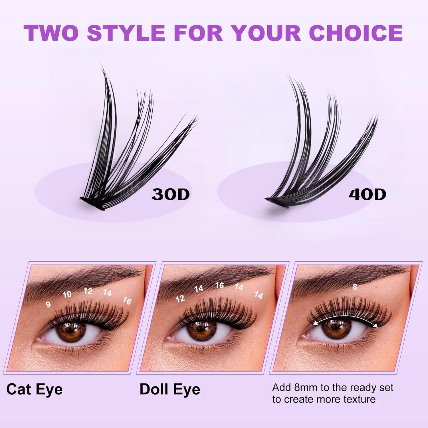 Cluster Lashes 280PCS Wispy Lash Clusters 30D/40D Curl Mixed Tray Extension Lash Clusters Individual Lashes Soft DIY Eyelash Extensions Mixed Tray Eyelash Clusters Natural Look image number 6