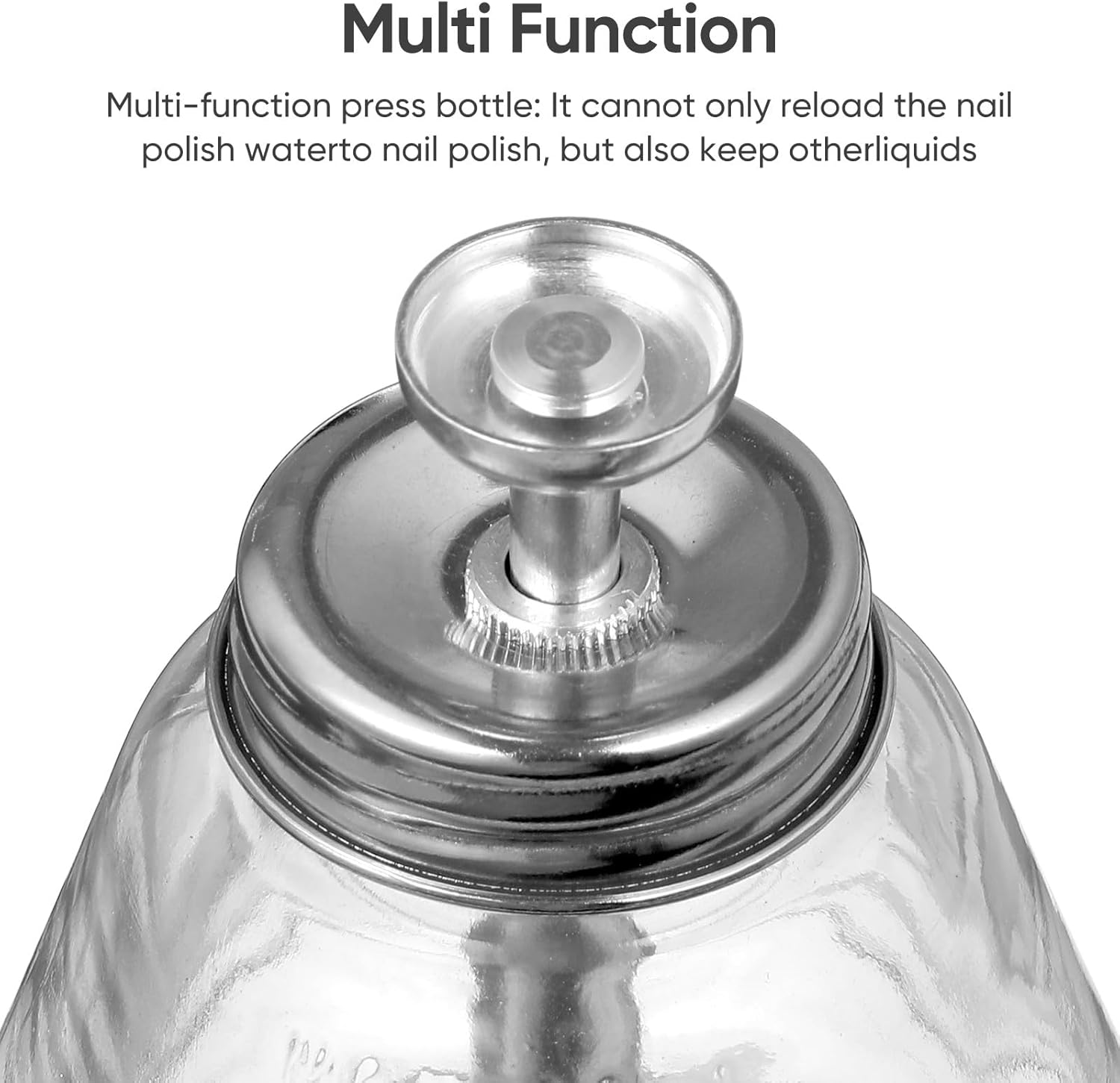 GRADENEVE Transparent Glass Push down Pump Bottle with Core Acid-Resistant Dispenser for Nail Polish Makeup Monomer and Beauty Liquids Clear Empty Glass Container for Efficient Liquid image number 4