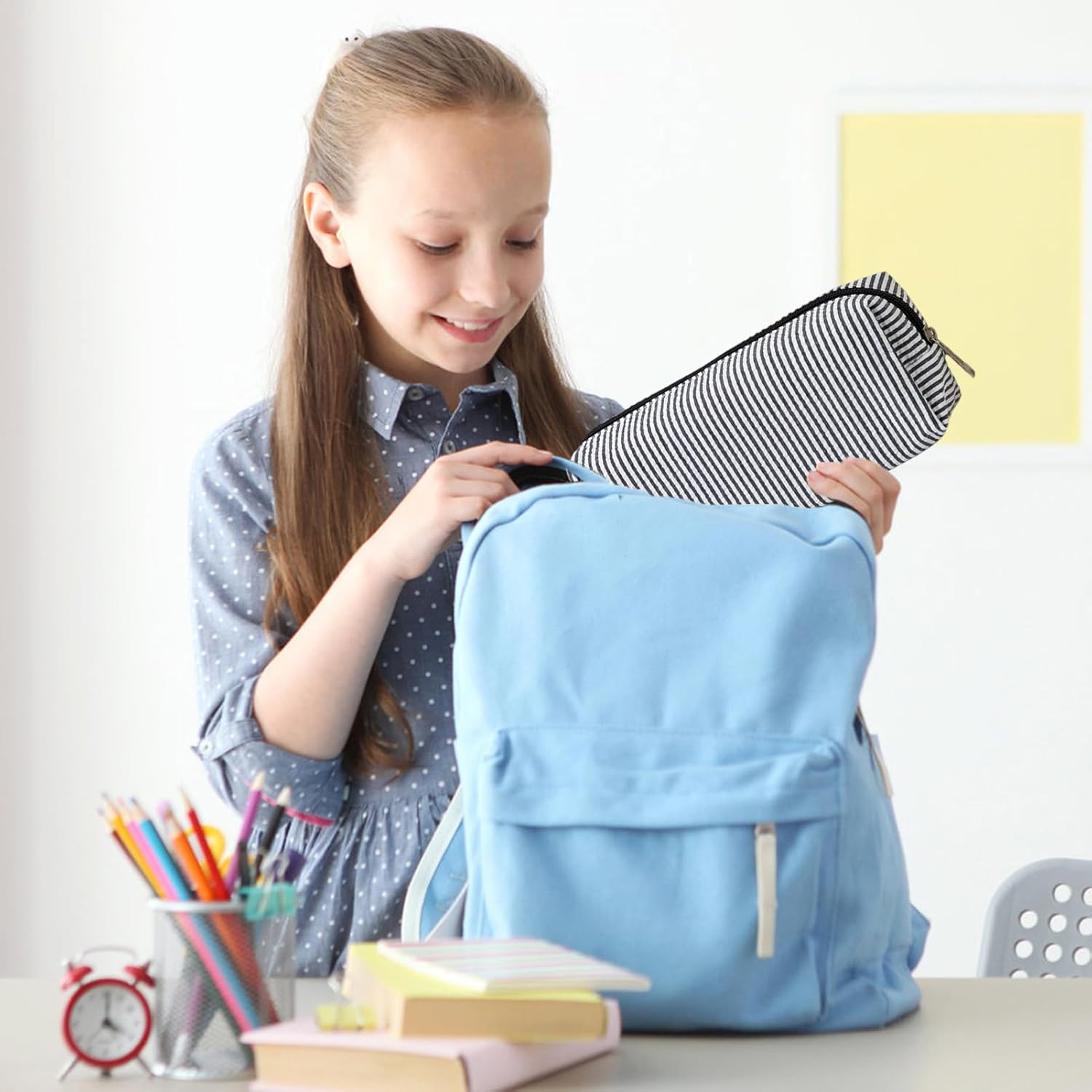 Tktouci Pen Case - Cute Pencil Case Large Capacity Pen Pouch | Portable Organizer School Supplies for Brushes Makeup Purse Daily Classroom Art Class Office Work Desk Home Birthday Preschool image number 5