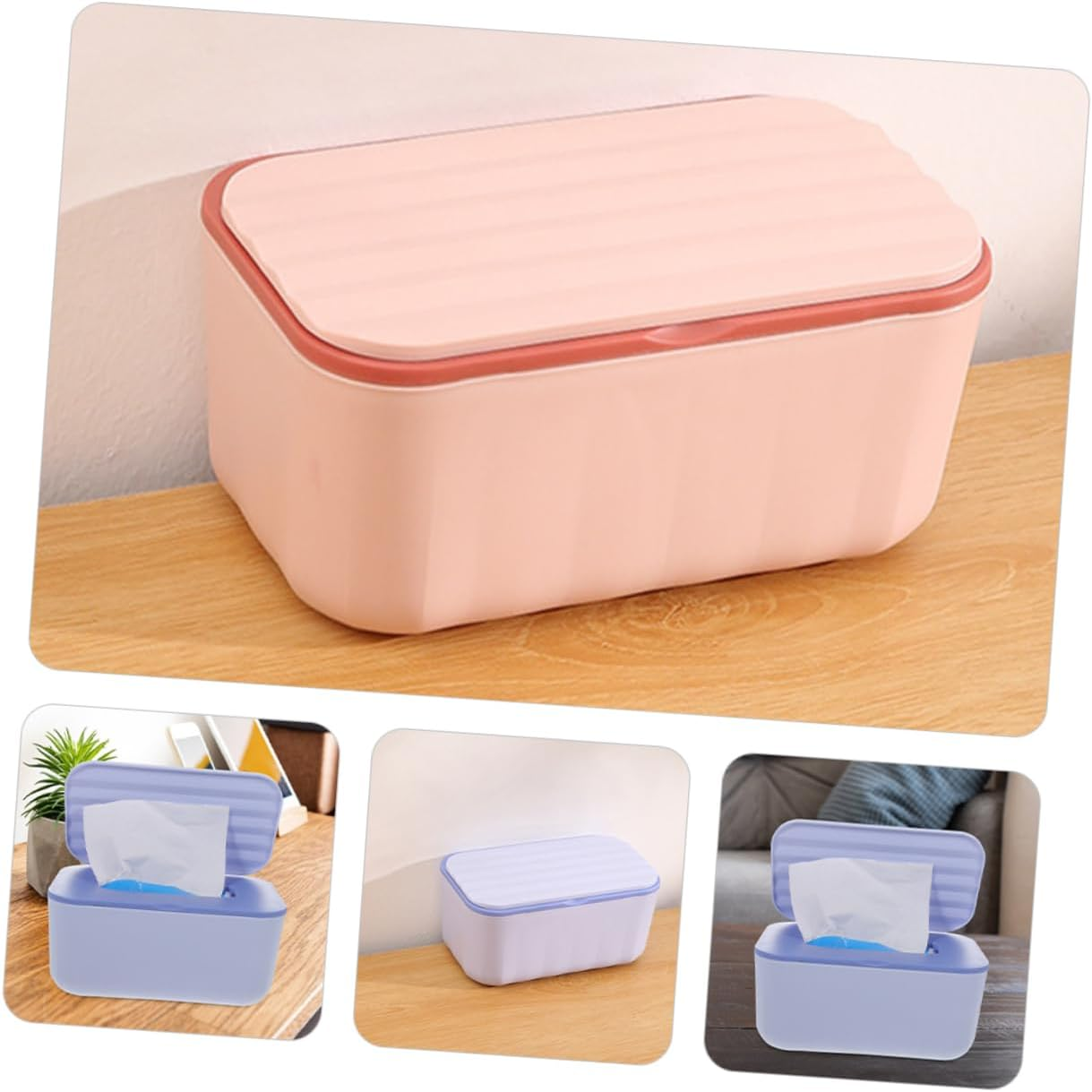 Yardenfun 2Pcs Refillable Wipe Dispenser Tissue Box Holder for Bathroom Portable Desktop Wipe Holder Case Reusable Dispenser for Diaper Bag image number 2
