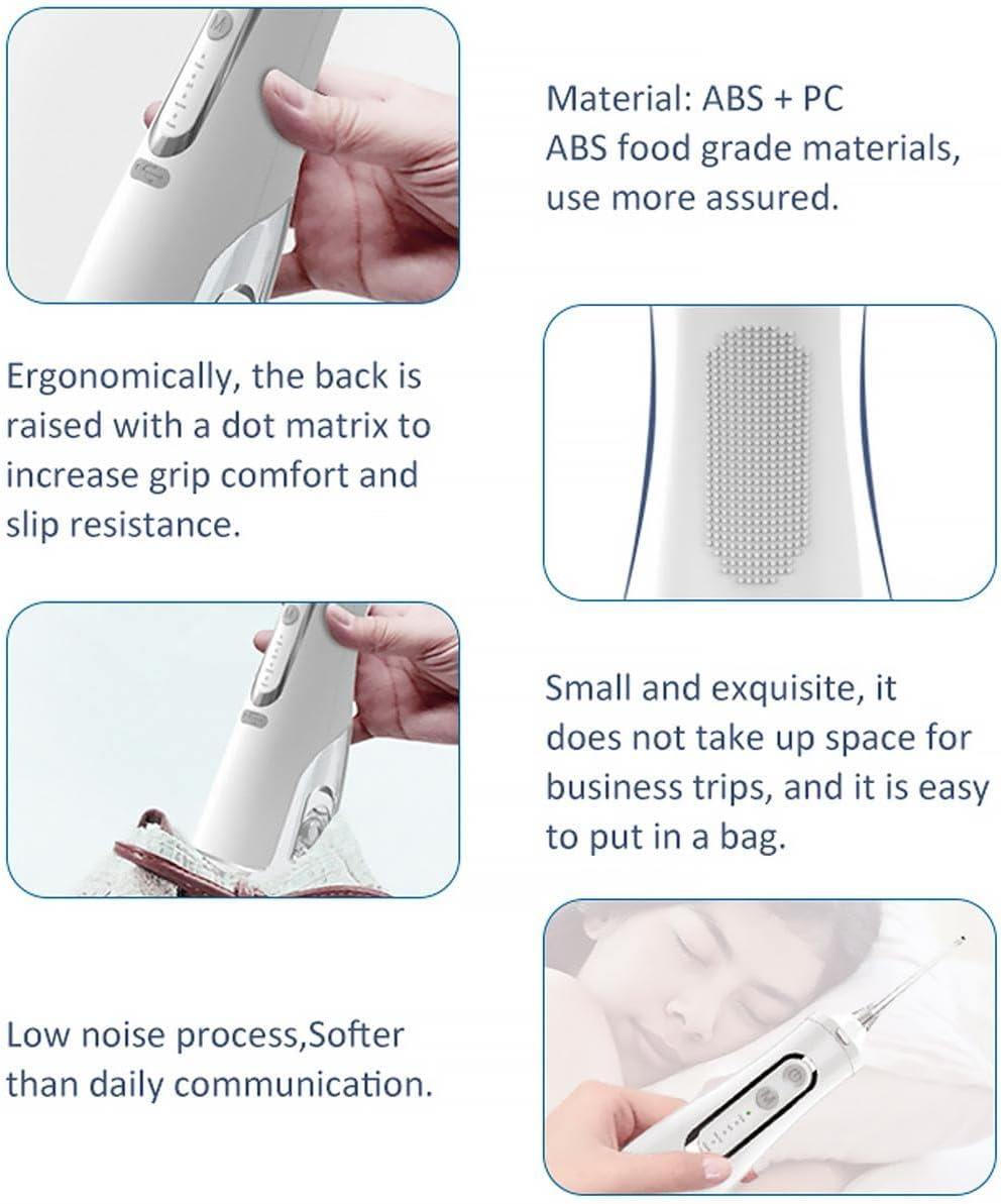 Pain Free Aussies Water Dental Flosser Teeth Pick: Portable Cordless Oral Irrigator 300ML Rechargeable Travel Irrigation Cleaner IPX7 Waterproof Electric Flossing Machine for Teeth Cleaning & Plaque Removal (White) - Black image number 7