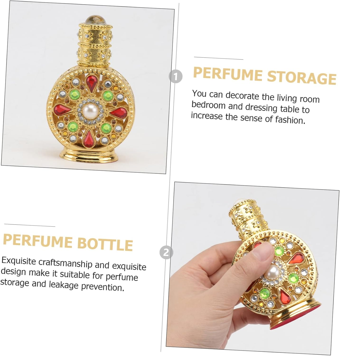 STOBAZA 2Pcs Glass Perfume Bottle Empty Storage Bottle for Essential Oils Inlaid Perfume Holder for Fragrance Decant