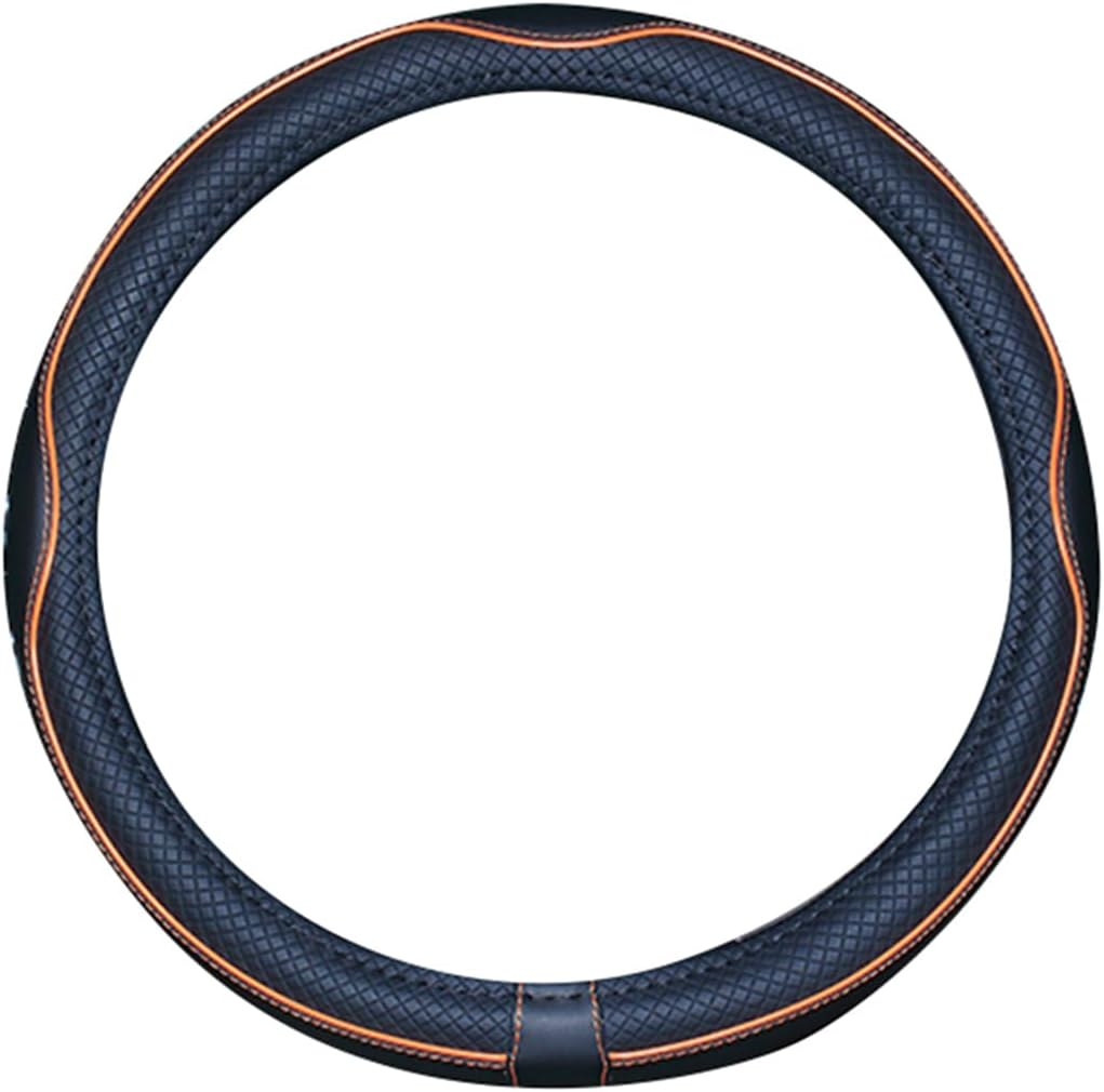 Istn Microfiber Leather Car Steering Wheel Cover Universal 15 Inch/38Cm Breathable Anti-Slip Protector for Auto/Suv (Black Orange,14.5-15") image number 2