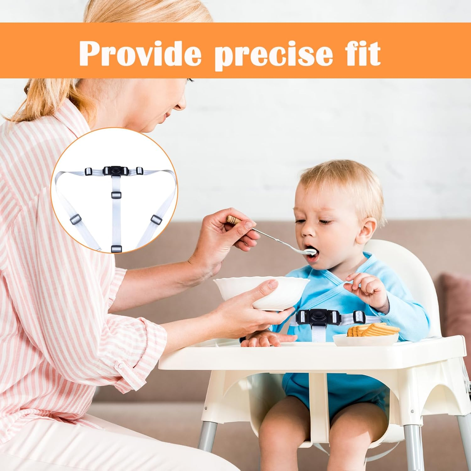 Baby High Chair Strap, 1 PCS Kids Chair Seat Belt, High Chair Straps Replacement for IKEA Antilop High Chair, Heavy Duty 3 Point Harness Seat Belt, Soft & Comfortable on Baby'S Skin, Easy to Use image number 2