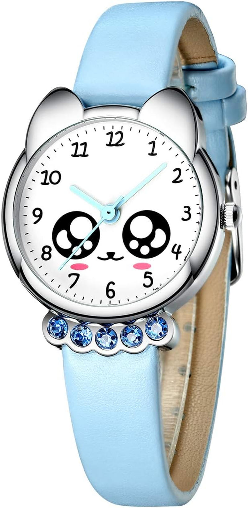 KDM Kids Watch for Girls Boys: Toddler Watches for 3-12 Gifts for Kids Cute Cartoon Wrist Watch Waterproof Leather - Learning Time and Easy to Read Dial