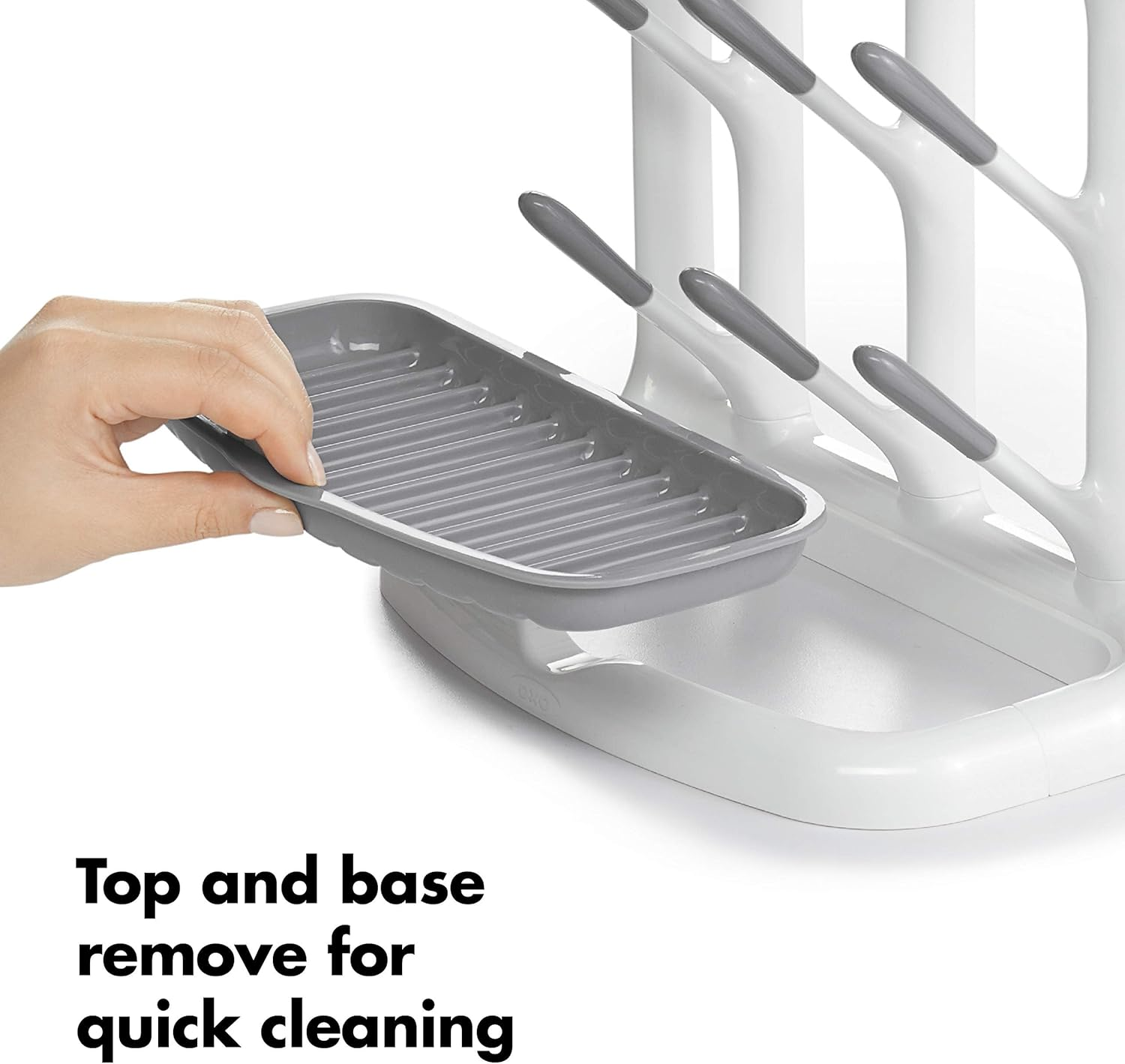 Dsocool Vertical Baby Bottle Drying Rack, Space Saving Countertop Drying Rack Baby Bottle Accessory, Gray image number 1