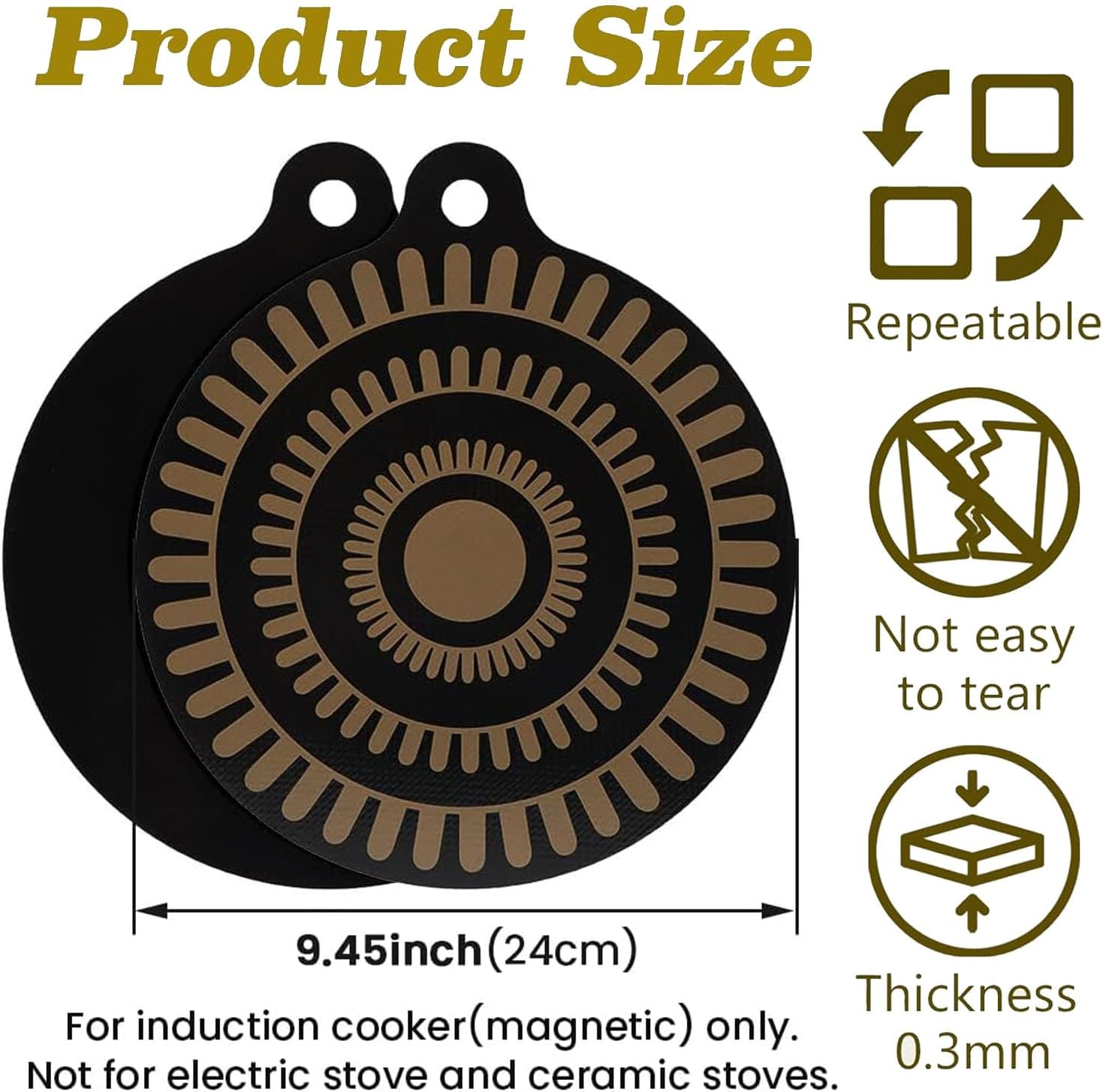 4 Pcs Thermochromic Silicone Induction Cooktop Protect Mat, High Temperature Resistance and Oil Pollution Prevention Protective Cover (9.45 Inches) image number 2