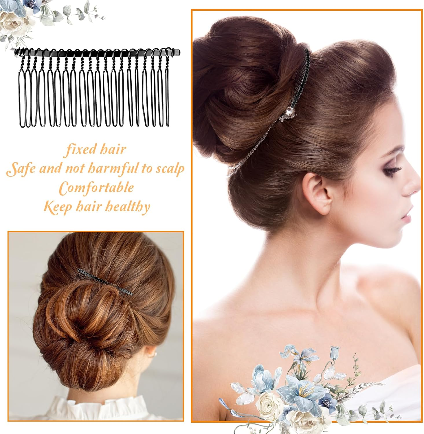 Teaaha 10-Piece Black Metal Wire Twist Hair Comb, 2.95 X 1.37 Inch, 20 Teeth, DIY Hair Accessories for Women and Girls (Teens to Adults), Perfect for Valentine'S Day, Wedding, and Party image number 5