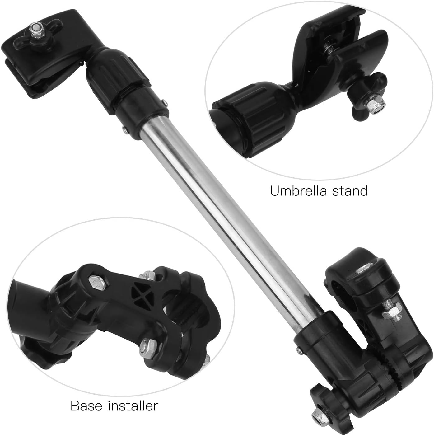 Bike Umbrella Mount Holder, Adjustable Height Bike Umbrella Frame Stand, Stainless Steel Umbrella Connector Holder for Wheelchairs, Biycle, Stroller, Trolleys, Easy to Mount Dismount image number 4
