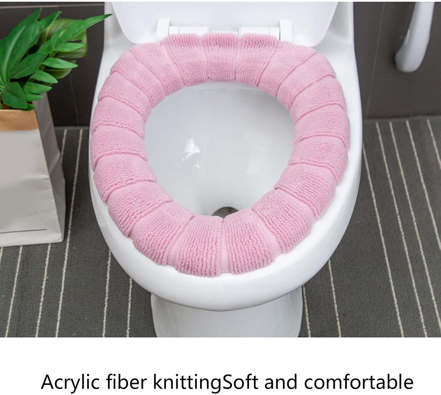 Toilet Seating Cover, Soft Reusable Toilet Seating Pad Washable for Home (Pink) image number 6