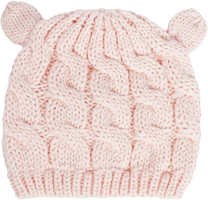 Malaxlx Newborn Baby Infant Toddler Winter Beanie Hat Mittens Set Warm Knitted Hat Glove Set for Girls Boys image number 3