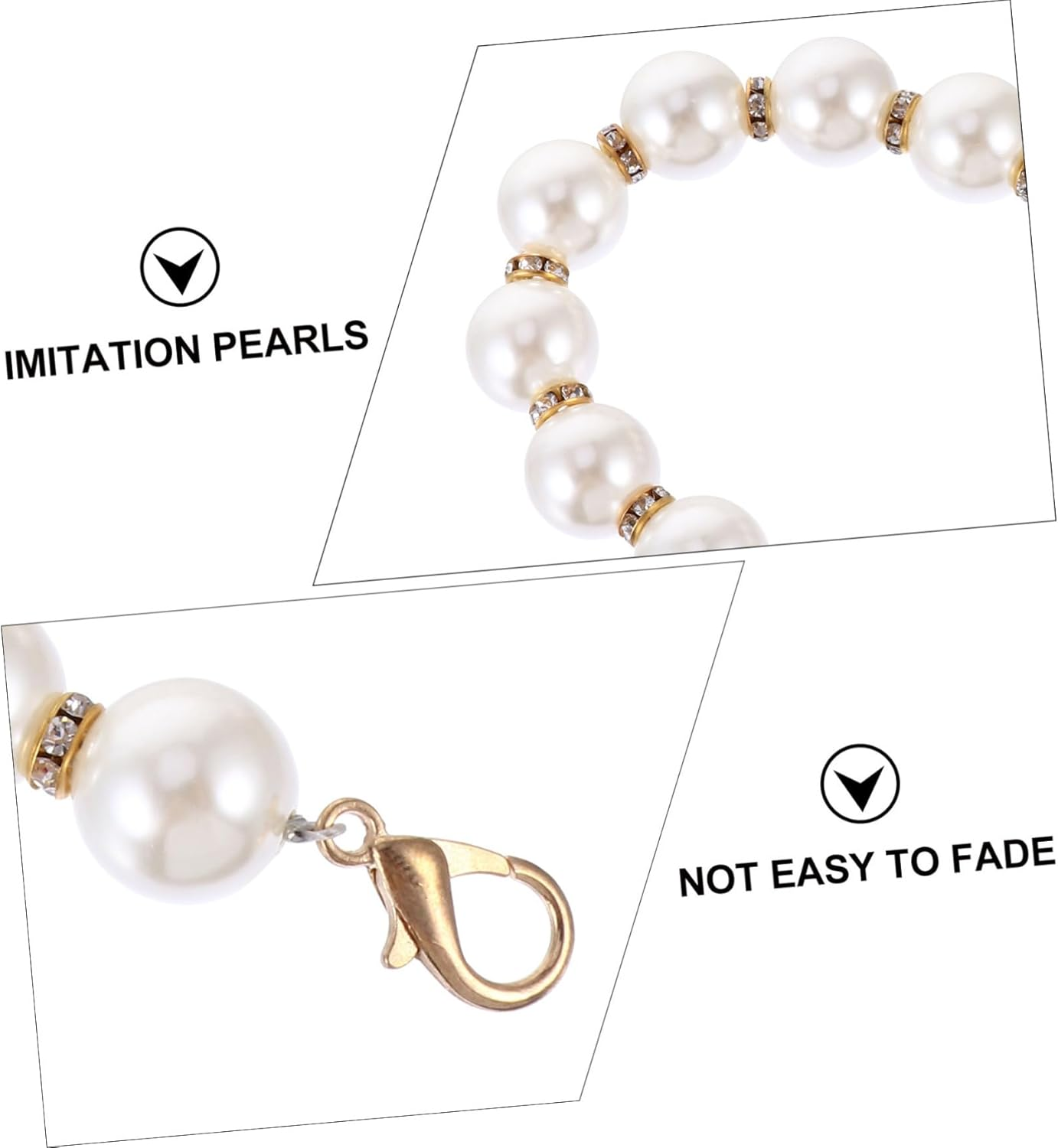 KONTONTY Metal Buckle Bag Pearl Chain Handbag Strap Chain Shoulder Strap Bag Replacement Fashionable Pearl for DIY Purse image number 2