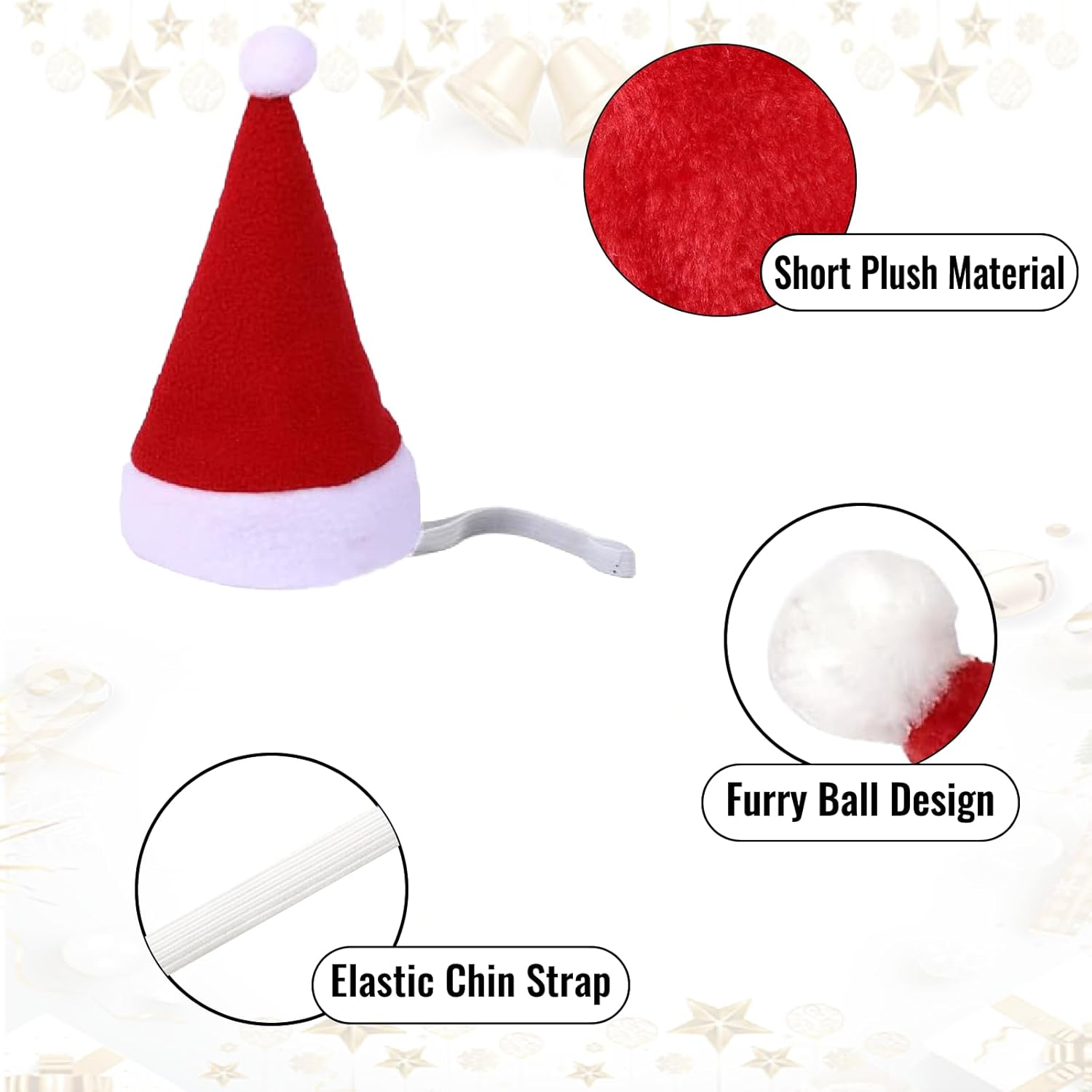 Yicoovey Christmas Pet Costume Set (Size L) - 2-Piece Reindeer Knitted Scarf & Santa Hat in Red/White, Soft Winter Outfit for Dogs/Cats, Festive Accessories & Photo Decoration image number 4