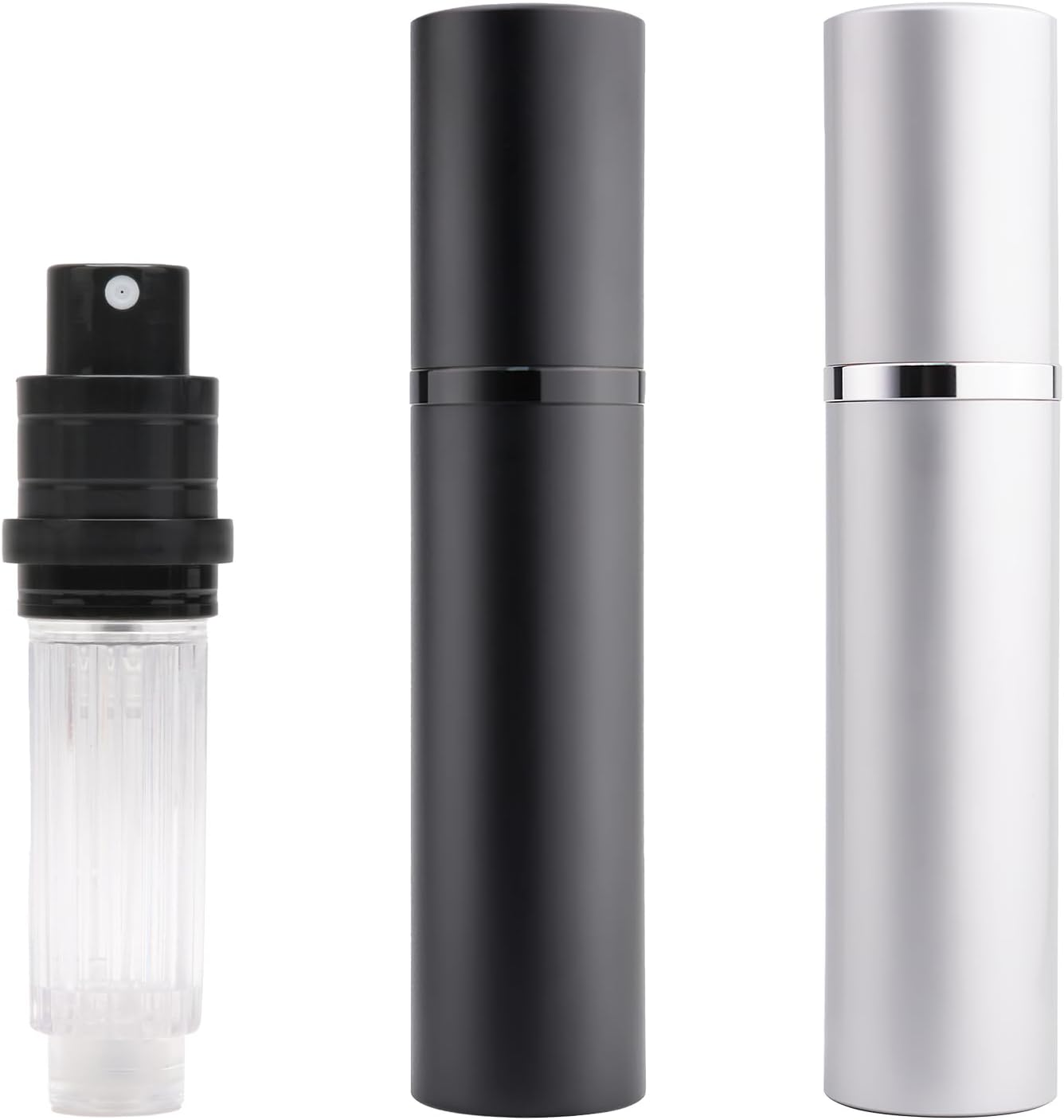 3 Pcs Travel Perfume Refillable Bottle Atomiser, 5ML Leakproof Portable Perfume Atomiser with Bottom Pump, Refillable Mini Fragrance Spray Bottle for Women & Men Travel (3 Colors)