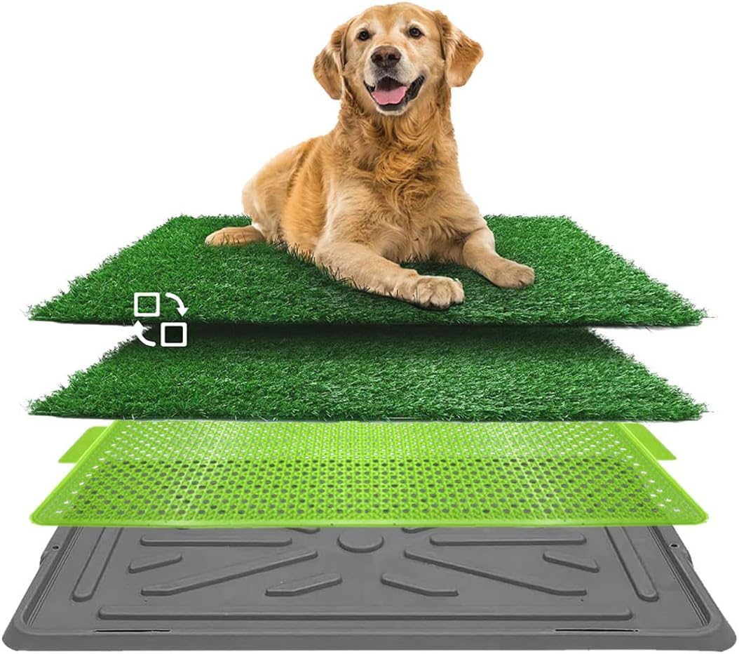68 X 42.5Cm Dog Toilet Puppy Pee Training Pad, Dog Grass Pad with Tray for Puppy Training, with 2 Packs Replacement Grass Pee Pad, Dog Indoor Potty Systems for Outdoor or Apartment image number 6