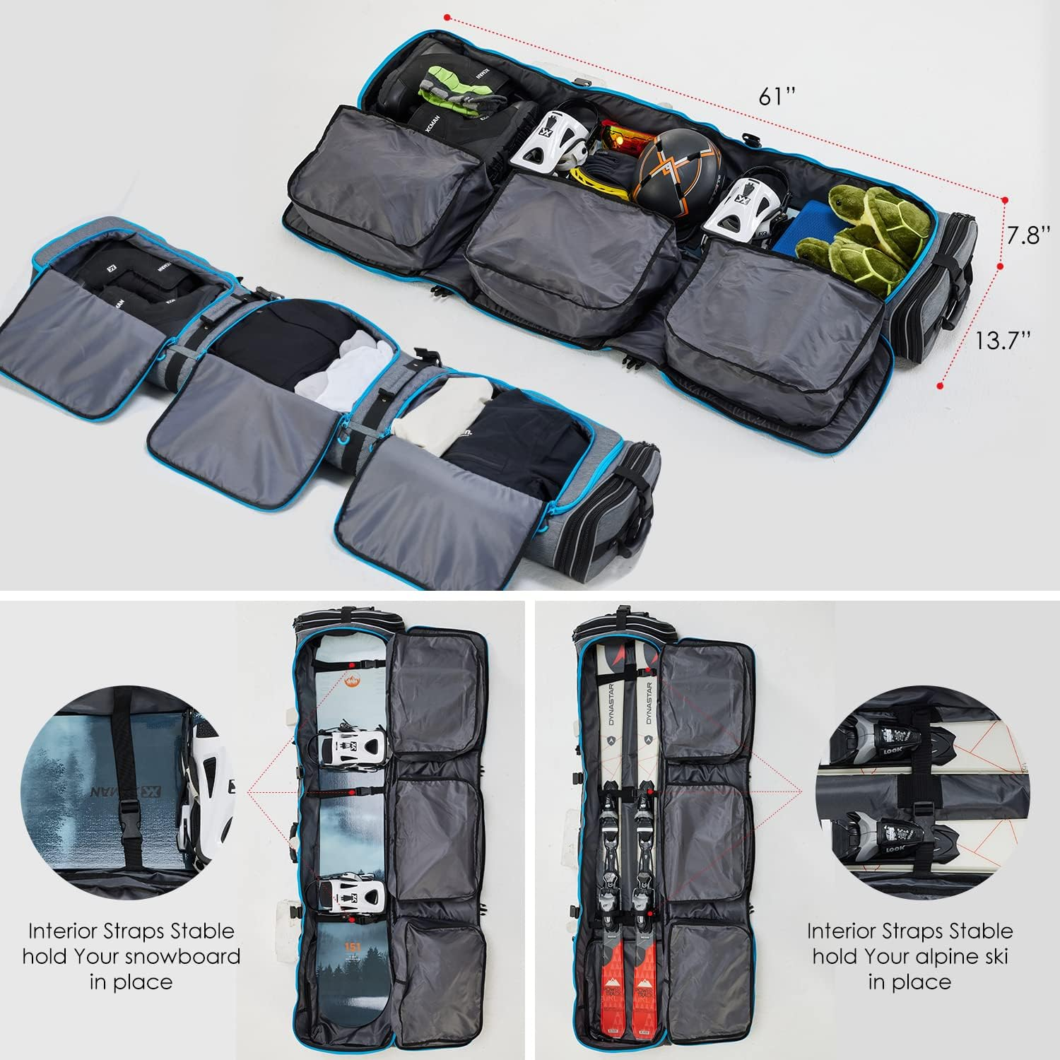 XCMAN Roller Snowboard Bag with Wheels Adjustable Length&hellip; image number 3