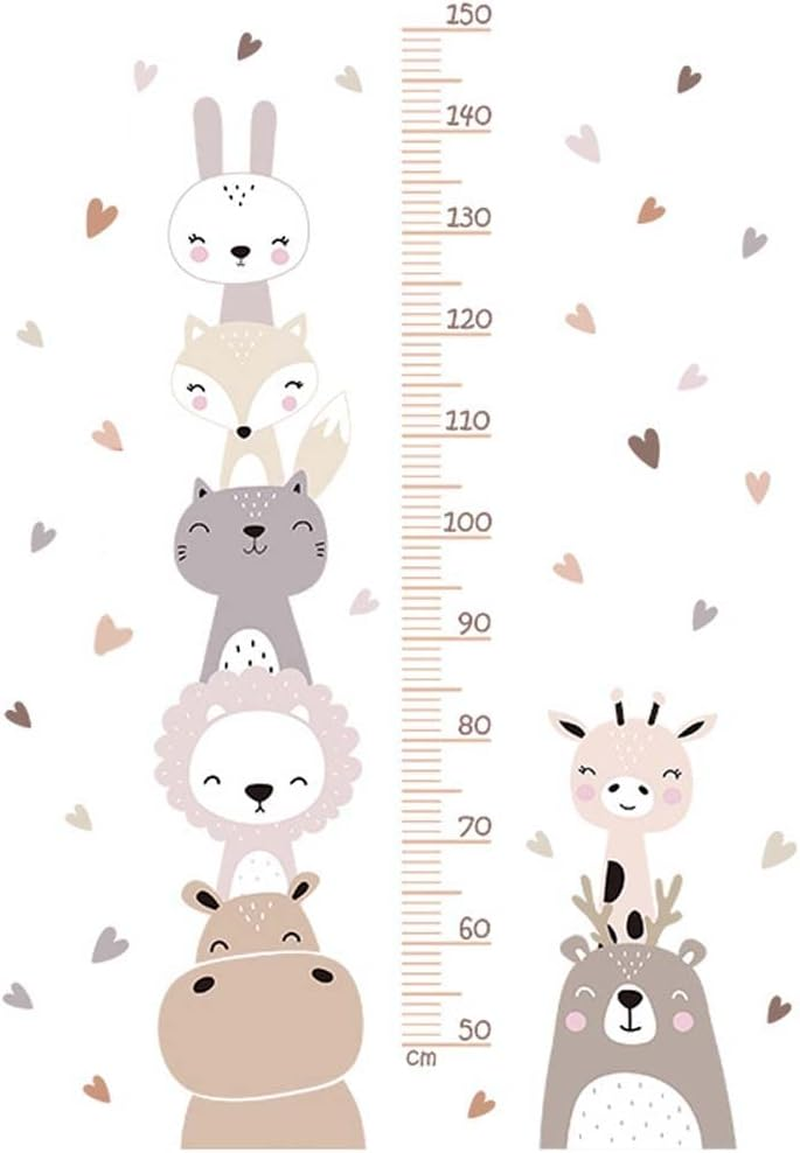 MLAFE Kawaii Wall Decorations, Cute Cartoon Height Chart Stickers, Growth Chart for Wall, Living Room, Bedroom Wall Decoration Stickers (Hippo Stacked Yellow) image number 1
