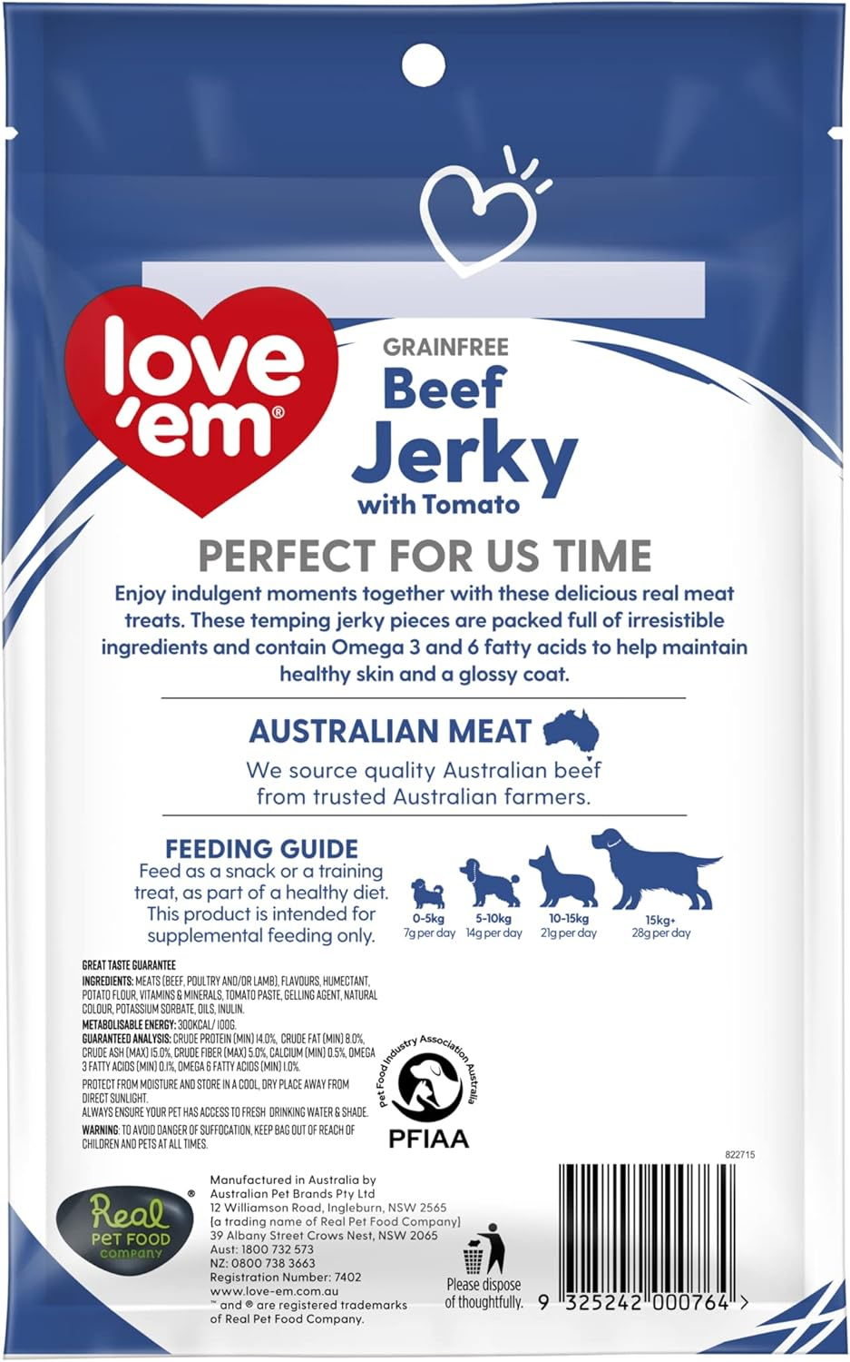 Love'Em Grain Free Dog Treats Beef Jerky with Tomato 1.2Kg (200G X 6 Pack) image number 2