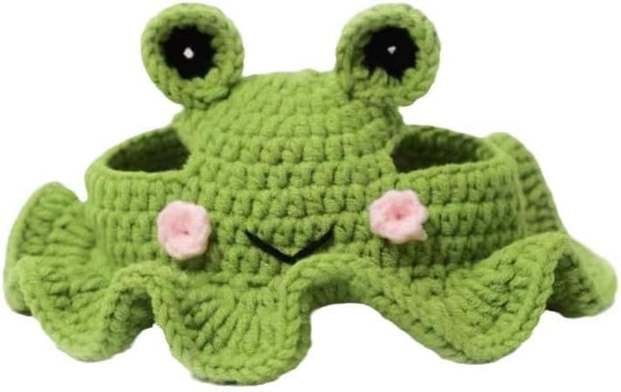 A Super Cute Knitted Frog Hat,Perfect for Cats and Dogs to Cosplay. Dress up Your Furry Friend image number 6
