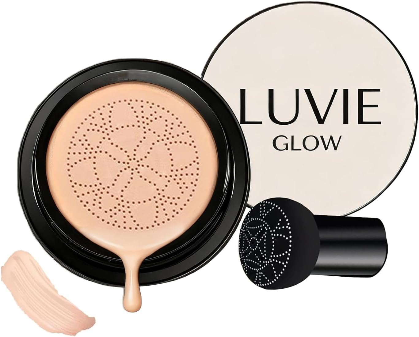 Luvie Glow Foundation Cushion, 2026 Upgrade Mushroom Head Air Cushion CC Cream, Moisturizing Concealer Brighten Long-Lasting for All Skin Types (Brunet Brown)