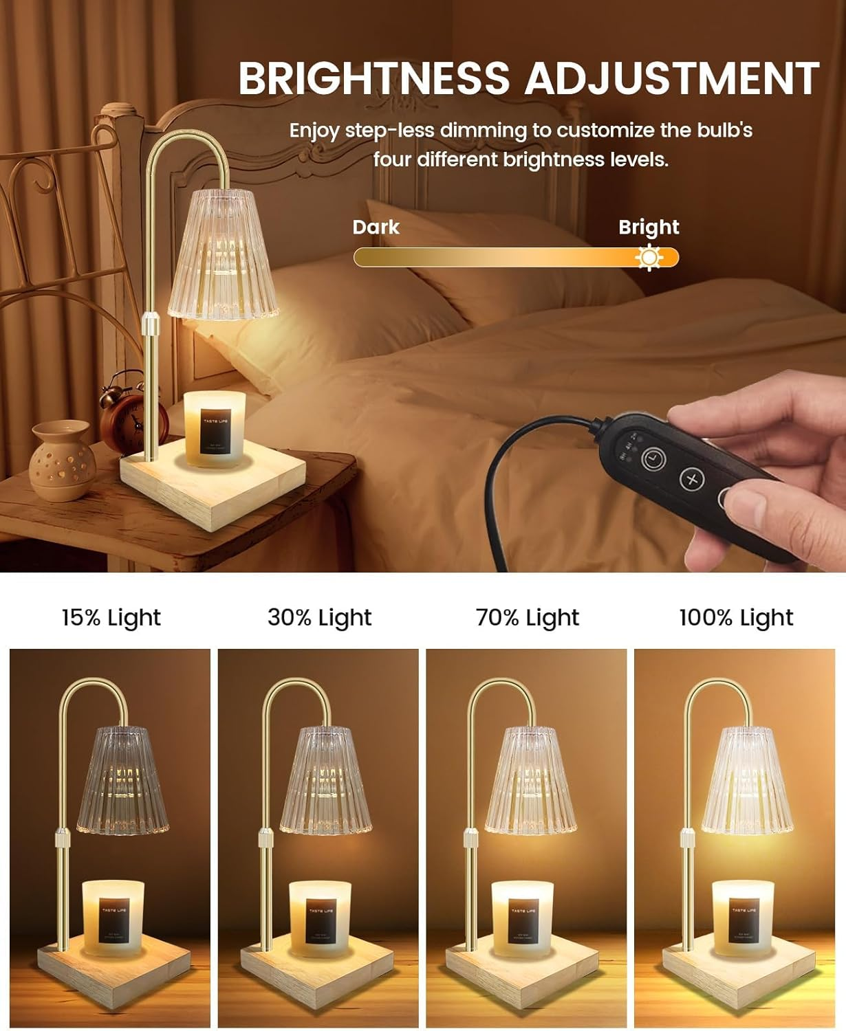 Candle Warmer Lamp with Timer Dimmer Adjustable Height, Mothers Day Gifts, Electric Wax Warmer Vintage Home Decor for Scented Jar Candle image number 5
