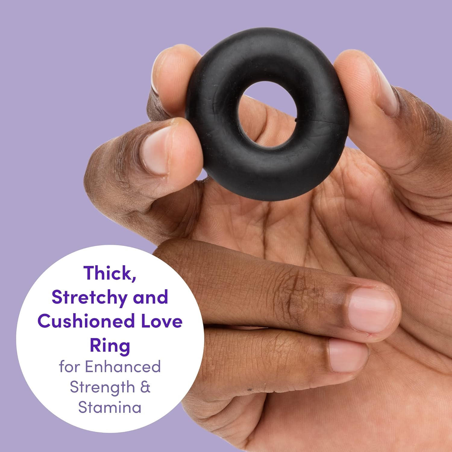 Lovehoney Comfort Cock Ring - Thick Stretchy Penis Ring - Snug & Comfortable - Waterproof - Black image number 3