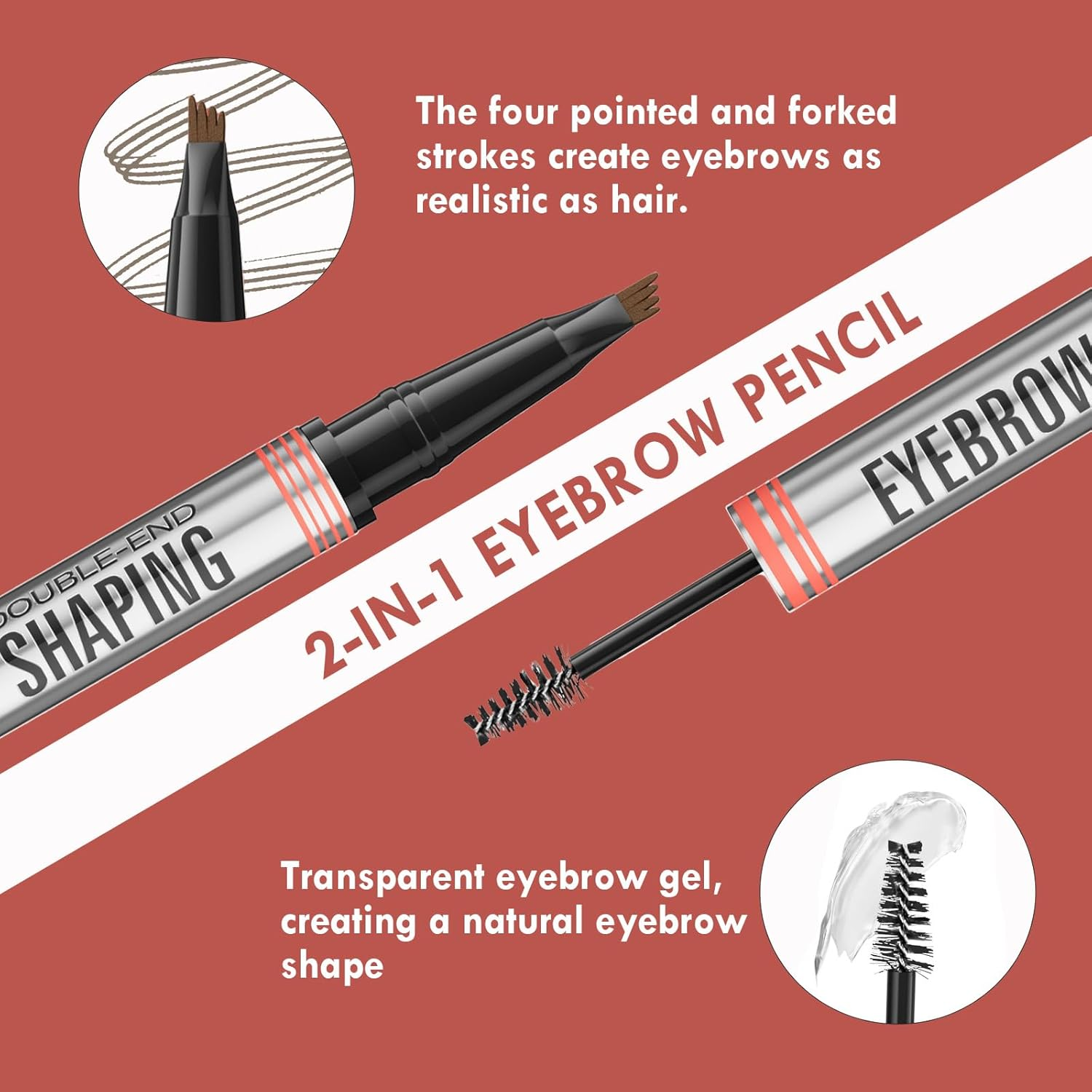 Wimode 2-In-1 Magic Eyebrow Pencil,Microblading 4-Fork Tip Liquid Eyebrow Pen with Eyebrow Brush Gel Waterproof Eyebrow Pencil Create Natural Hair-Like Brows Long-Lasting(4#Black) image number 4
