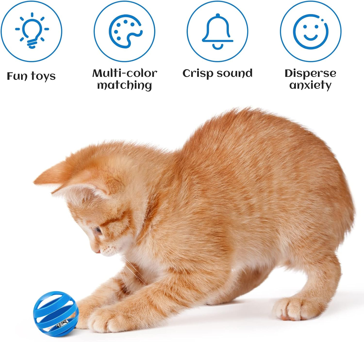 21 Pieces Plastic Cat Toy Balls with Bell inside Kitten Chase Toys Lattice Bell Balls Cat Pounce Rattle Ball with Black Plush Drawstring Bag for Cat Exercise and Play Indoor image number 3