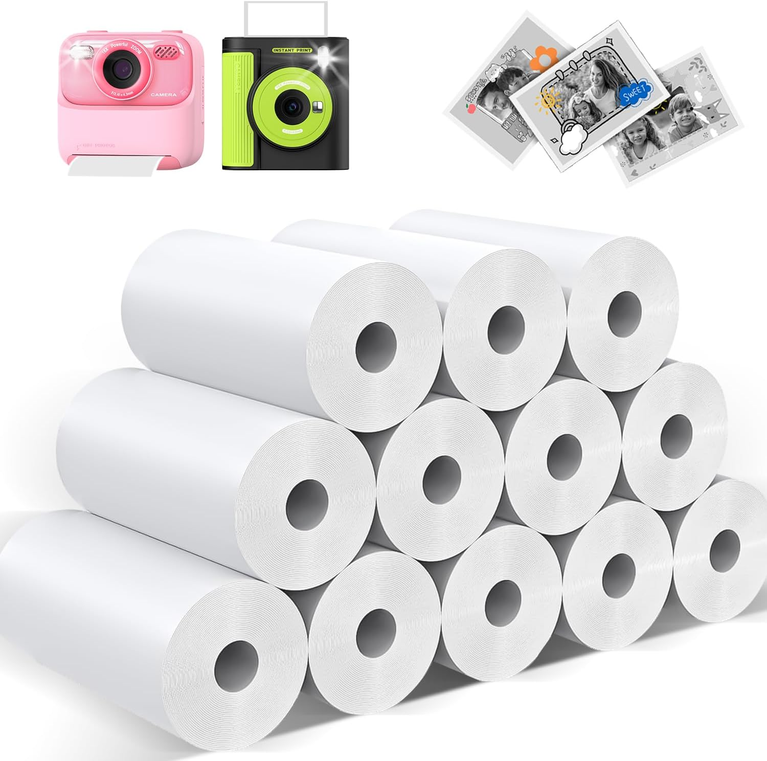 Mgaolo 12 Rolls Kids Instant Camera Print Refill Paper- Photo Printer Thermal Paper Rolls- BPA Free image number 3