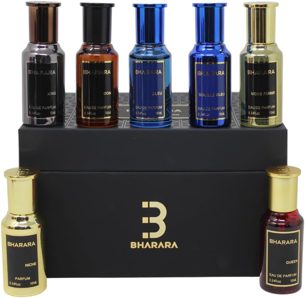 Bharara Beauty Women'S Mini 7 Piece Gift Set, 10 Ml Each (King, Double Bleu, Bleu, Don, Niche Femme, Niche, Queen) image number 3