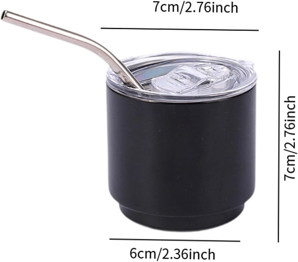 Eigell Stainless Steel Cup Mini Car Cup 4Oz Metal Cup Ultralight Drinking Cup Outdoor Milk Coffee Mug for Traveling Camping Picnic, Black image number 1