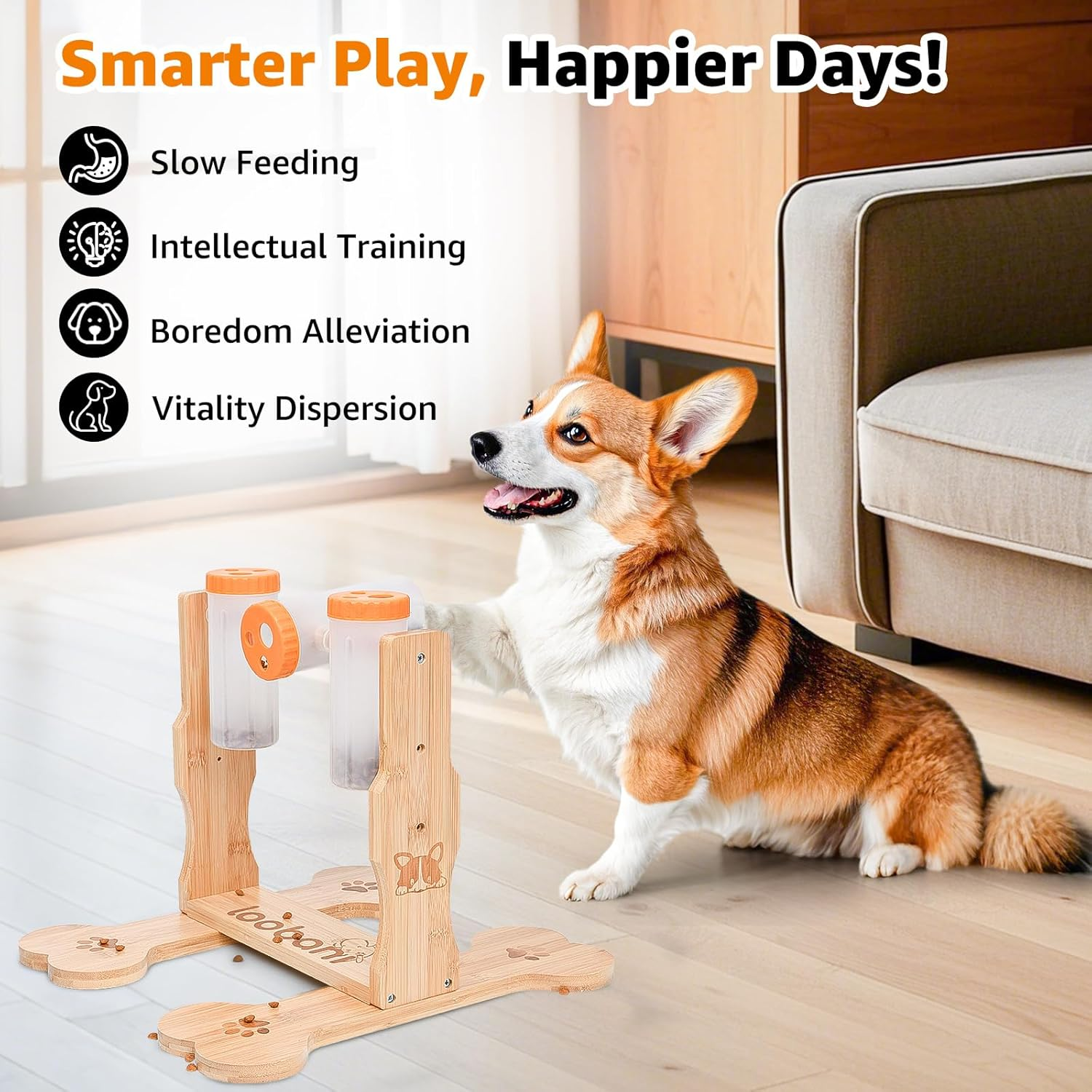 LOOBANI Dog Puzzle Toys Wooden - Interactive Dog Toys for Mental Stimulation, Treat Dispensing, Food Slow Feeder for Small to Large Dogs image number 4